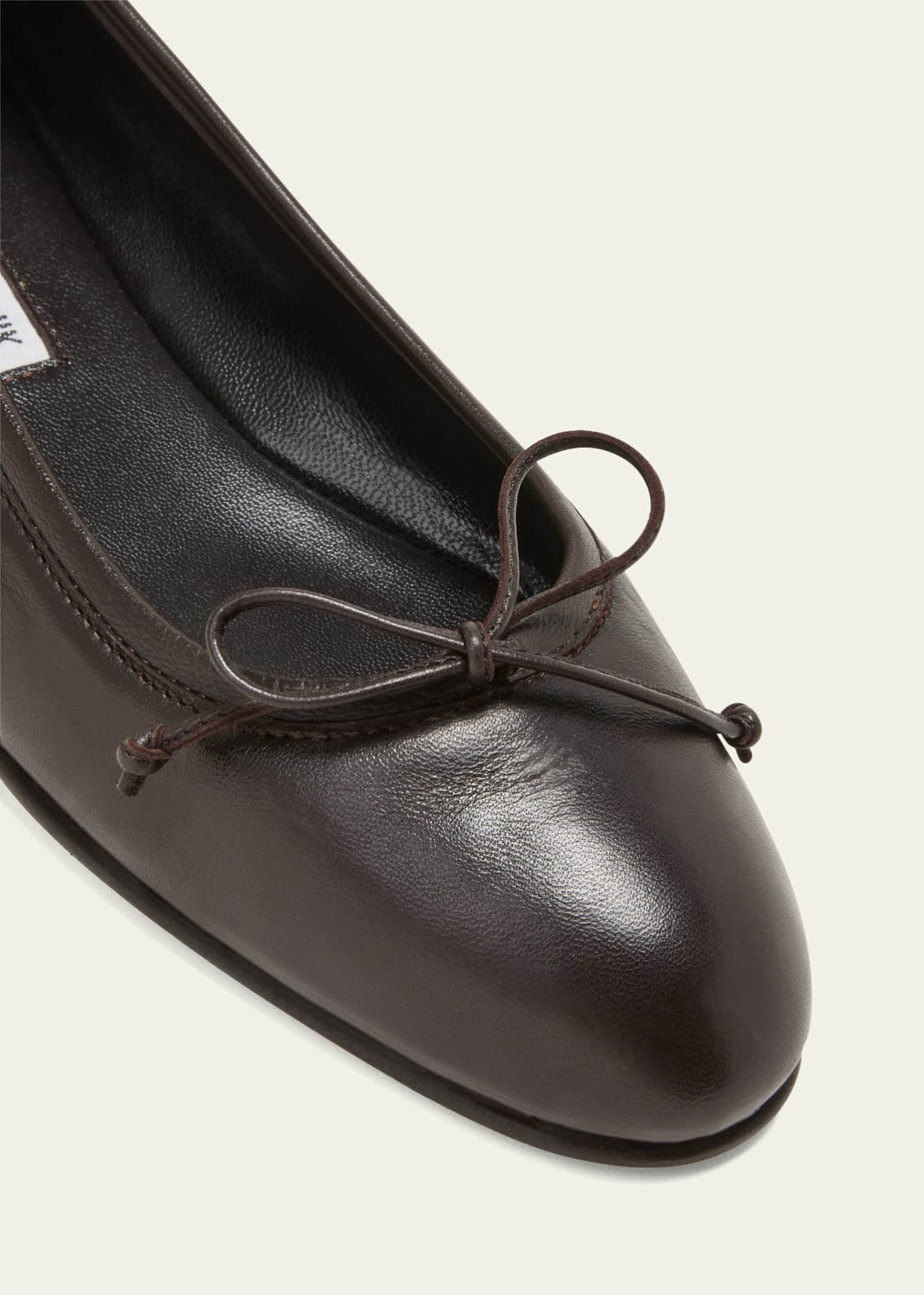 Manolo Blahnik Veralli Leather Bow Ballerina Flats Image 3 of 3