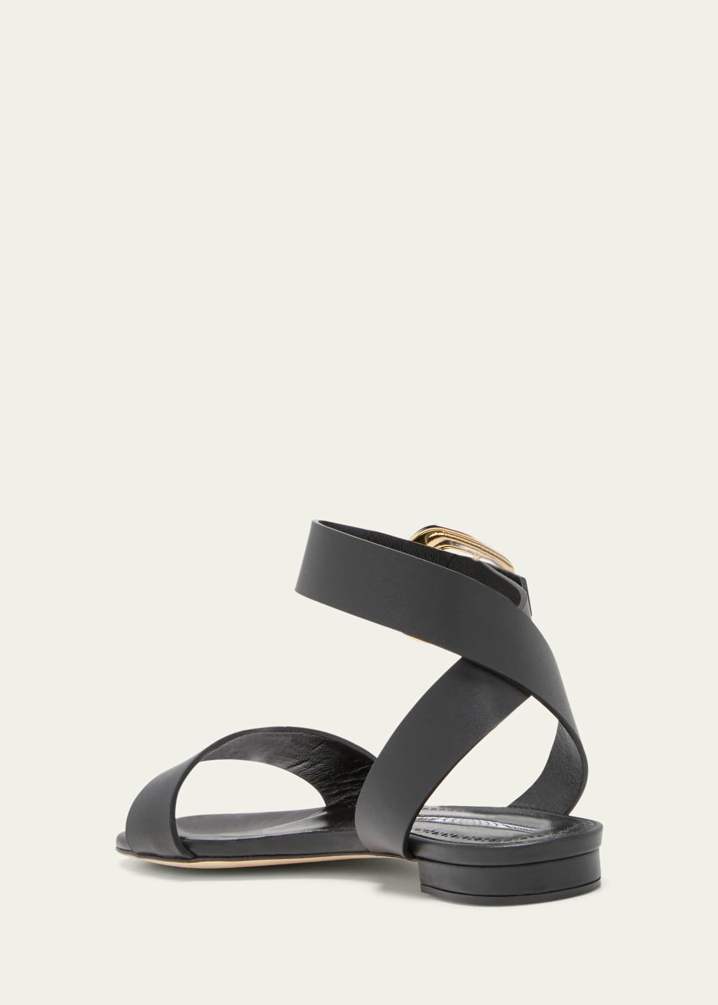 Manolo Blahnik Brutas Leather Ankle-Strap Sandals - Bergdorf Goodman