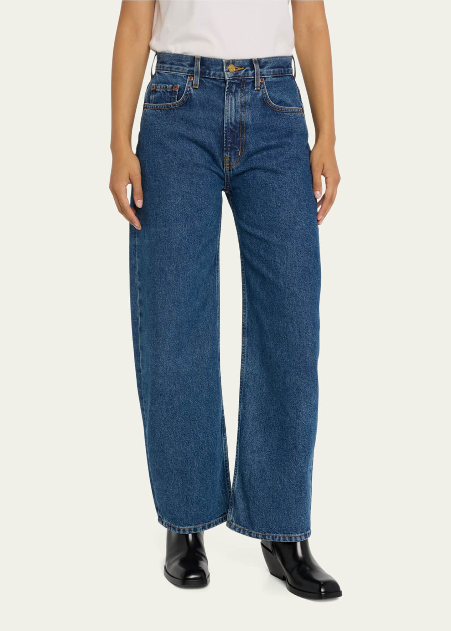 B SIDES Leroy Mid-Rise Relaxed Bow-Leg Jeans - Bergdorf Goodman