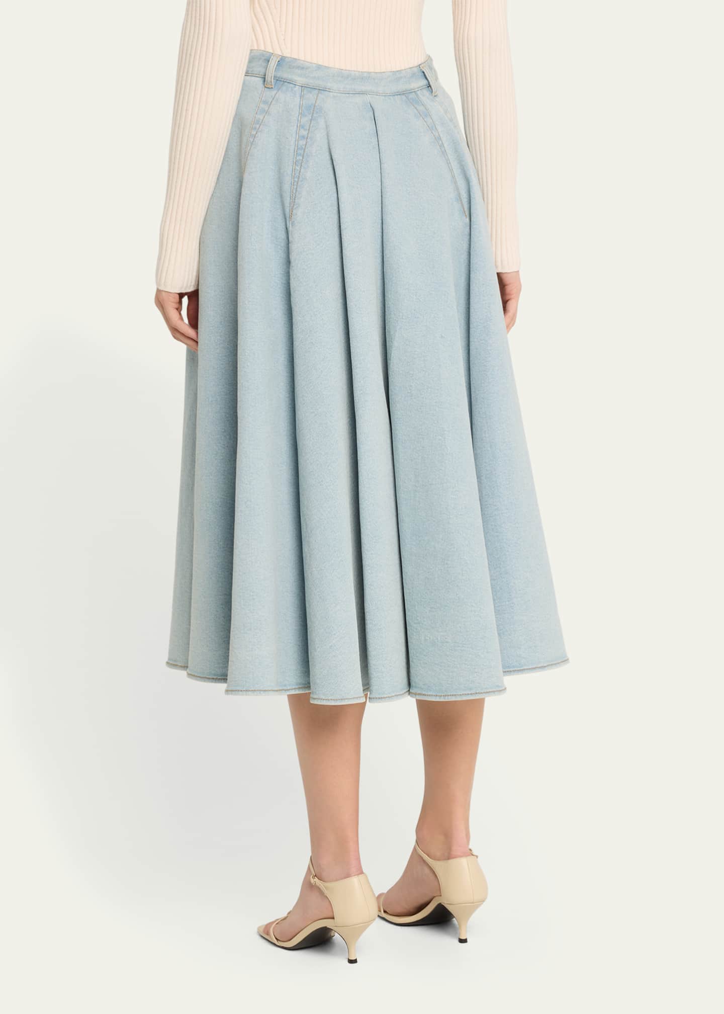 Jason Wu Circle Cut Denim Midi Skirt