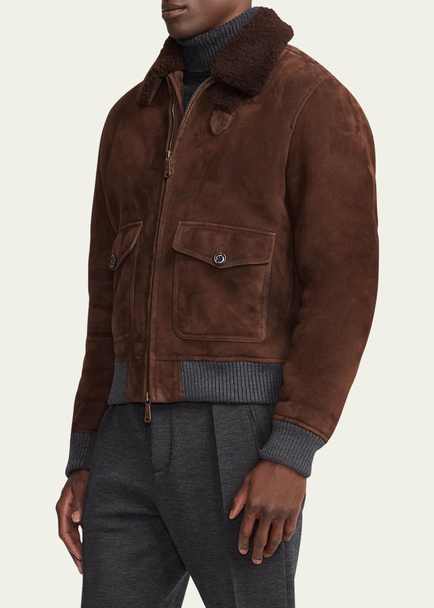 Shearling bomber jacket ralph lauren discount
