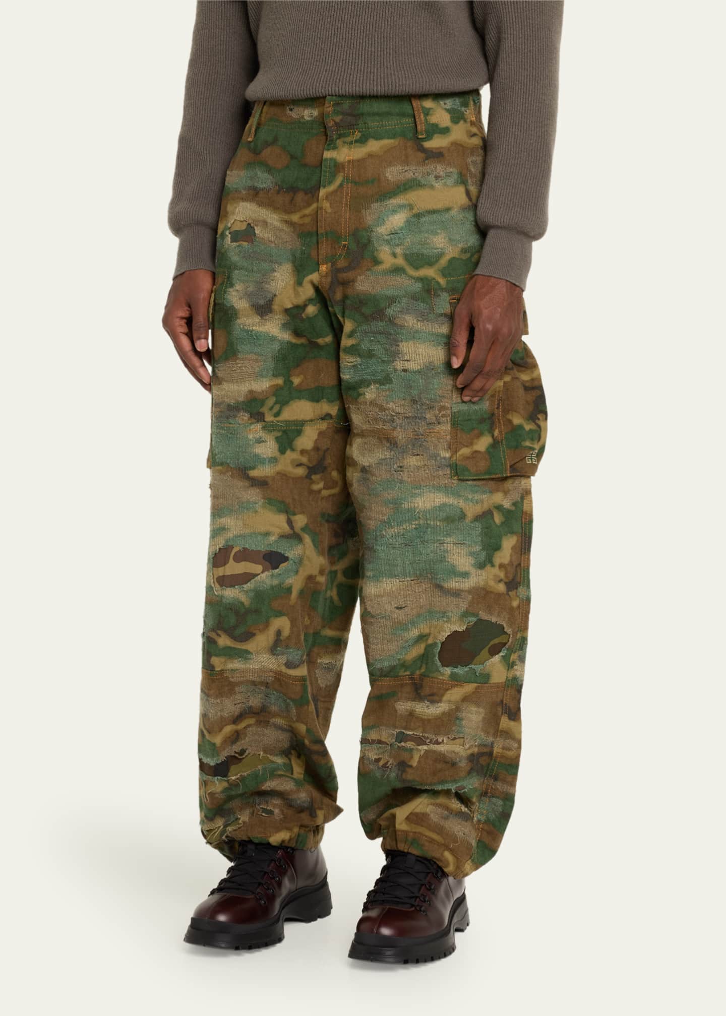 Mens distressed camo best sale pants