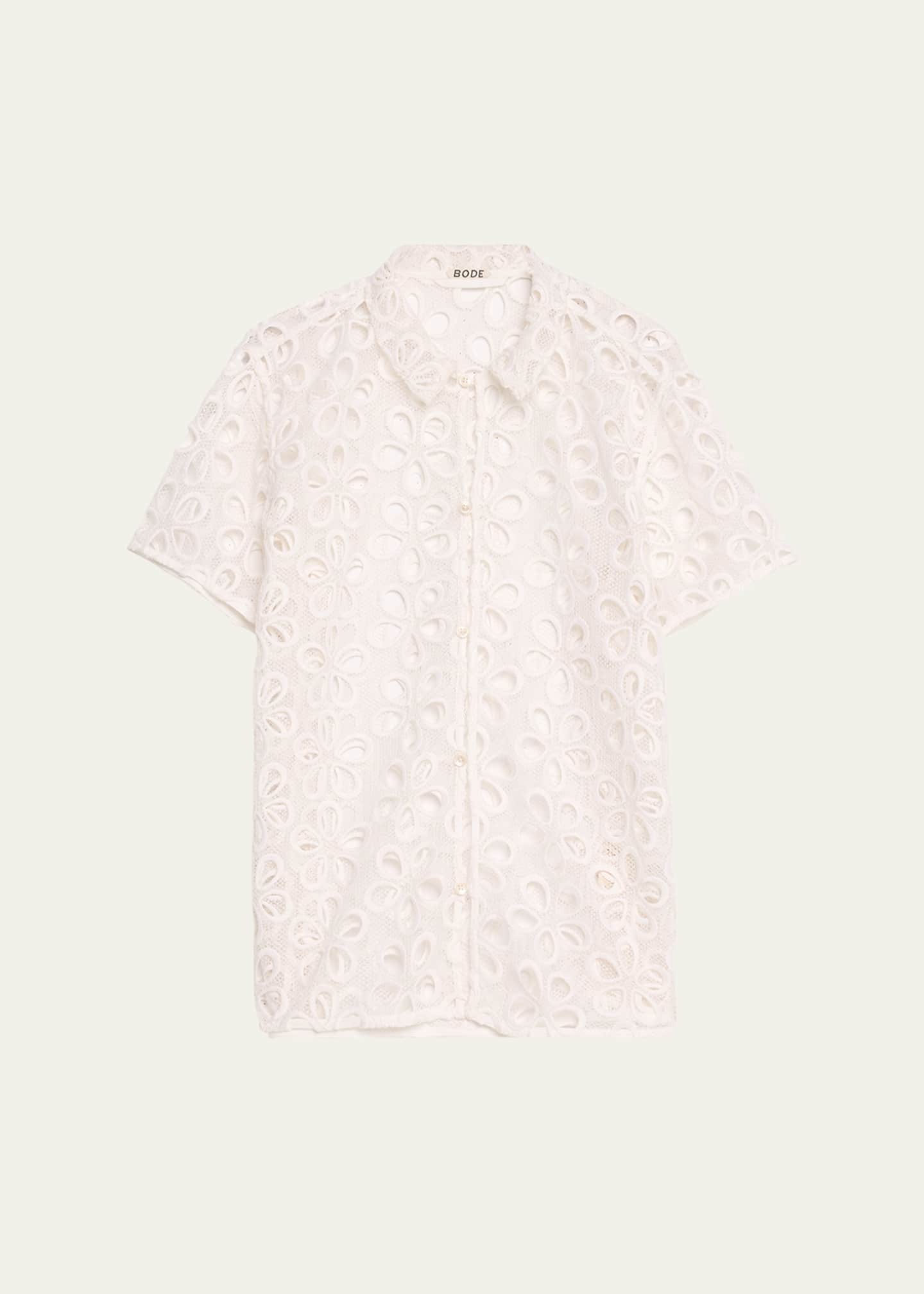 Bode Primrose Floral Lace Button Down Shirt Image 1 of 5