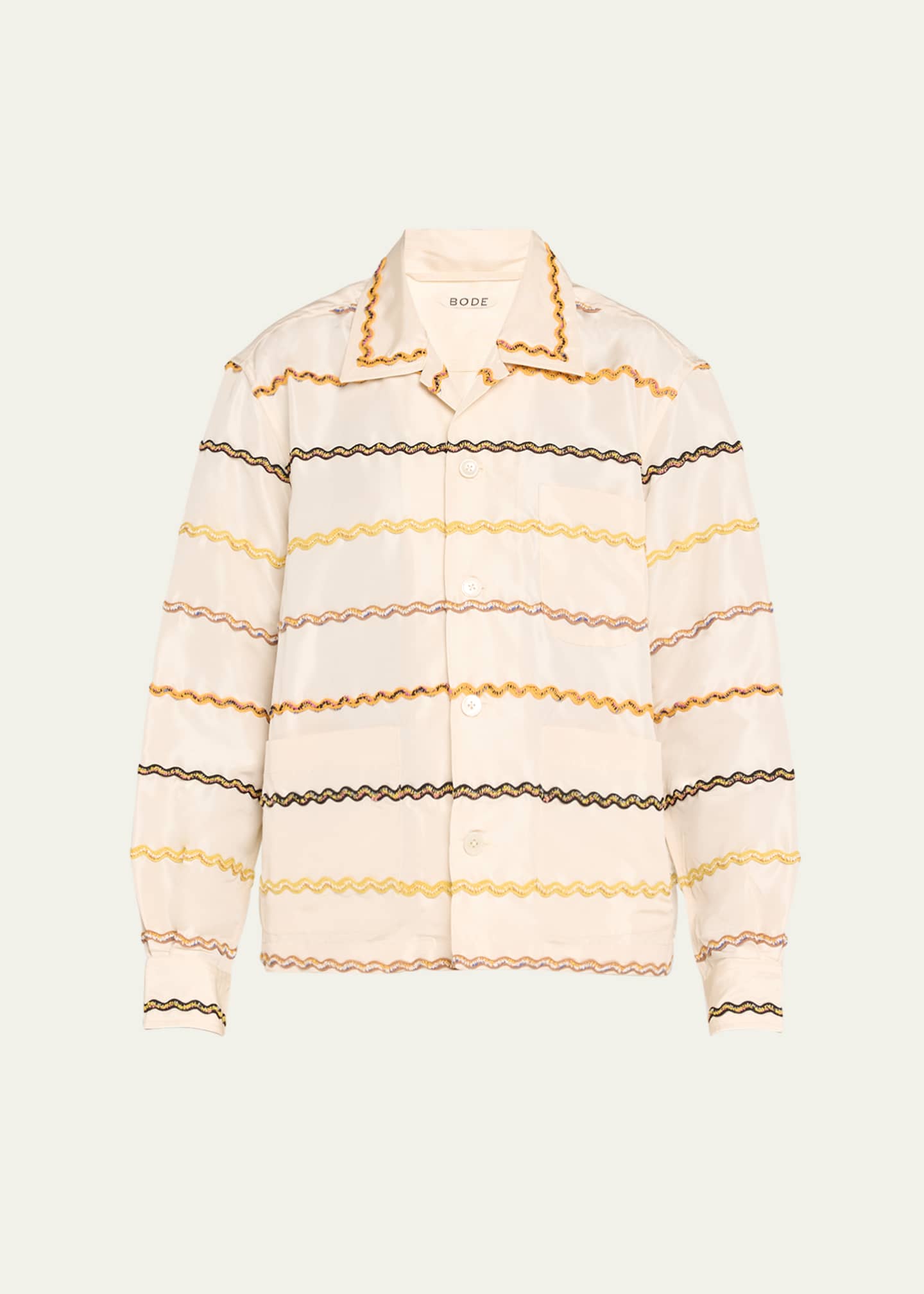 Bode Ric Rac Stripe Button Down Shirt Image 1 of 5