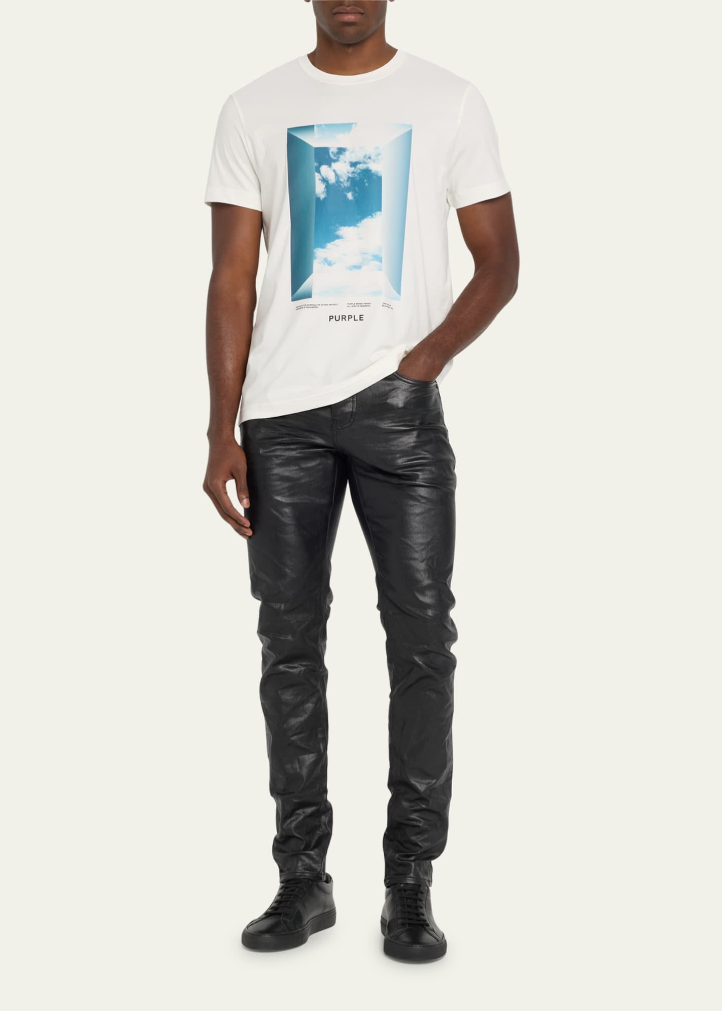 PURPLE Men's Patent Film Coated Skinny Jeans - Bergdorf Goodman