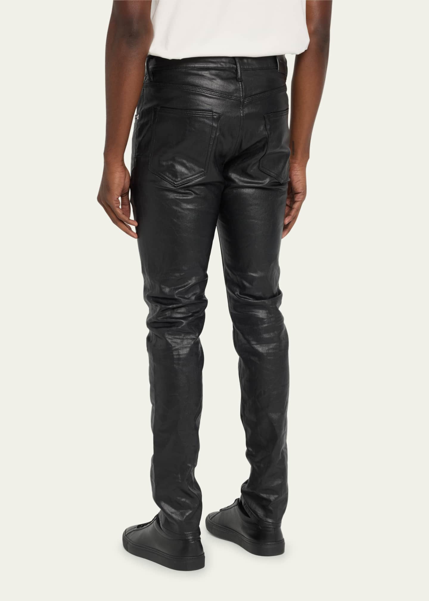 PURPLE Men's Patent Film Coated Skinny Jeans - Bergdorf Goodman