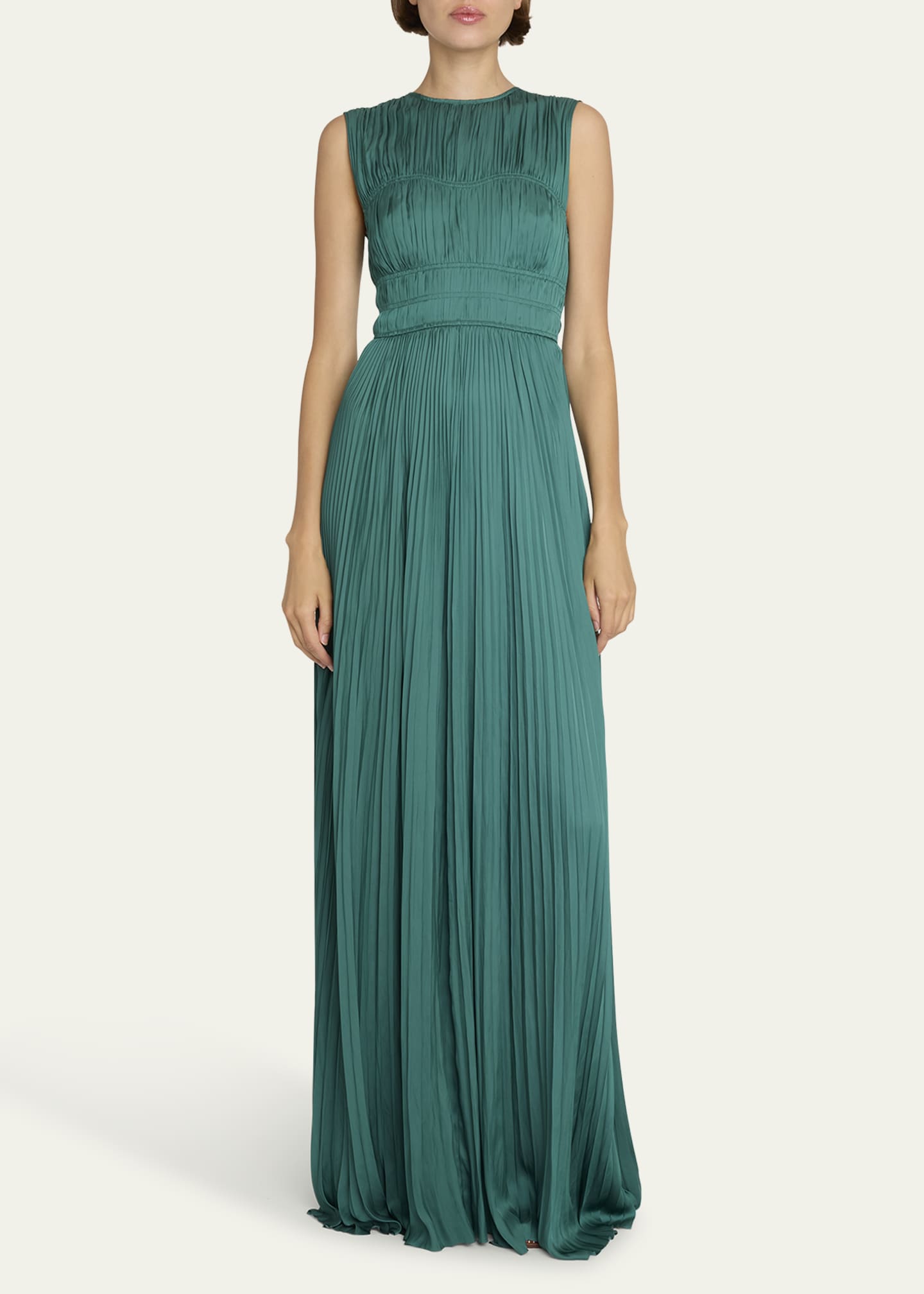 Ulla Johnson Delia Sleeveless Pleated Satin Gown - Bergdorf Goodman