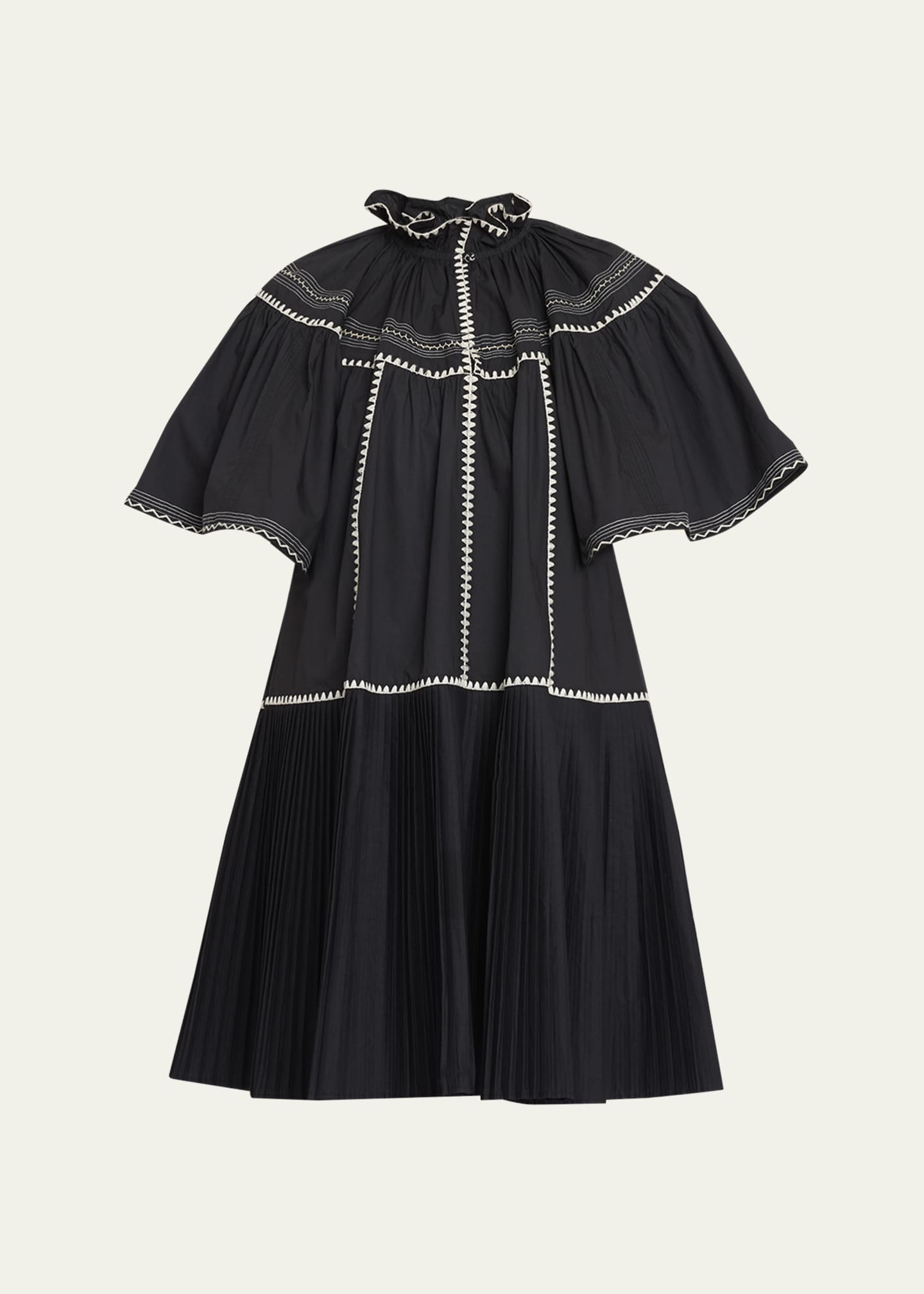 Embroidered full skirt mini dress sales