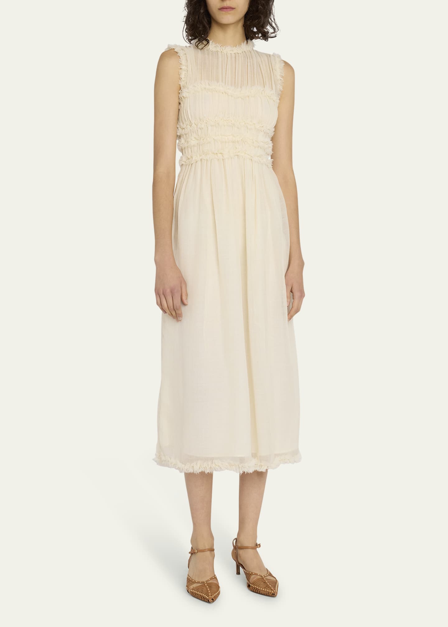 Ulla Johnson Aberdeen Sleeveless Wool Gauze Midi Dress Bergdorf Goodman