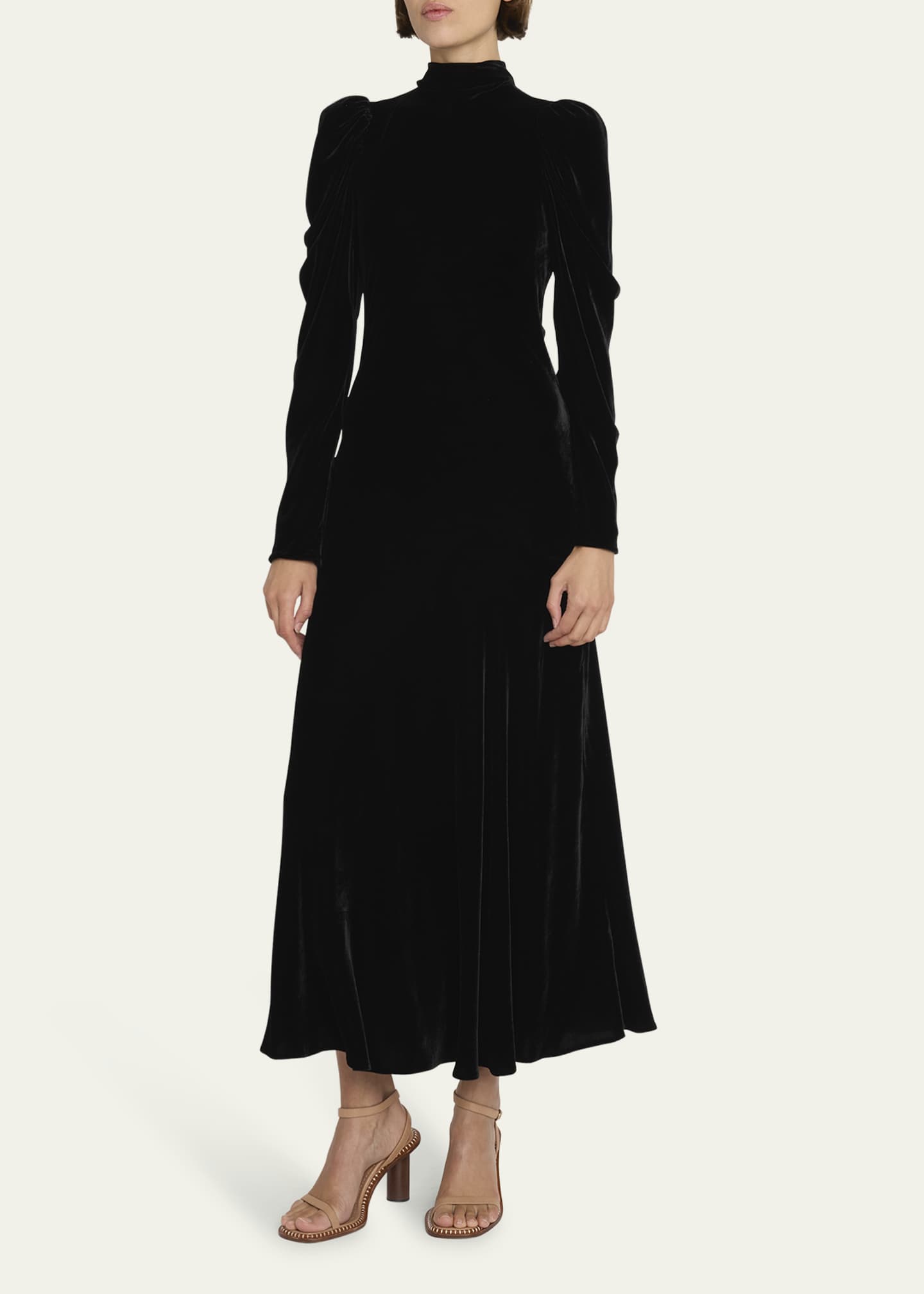 Ulla Johnson Delphine Mock-Neck Velvet Midi Dress - Bergdorf Goodman