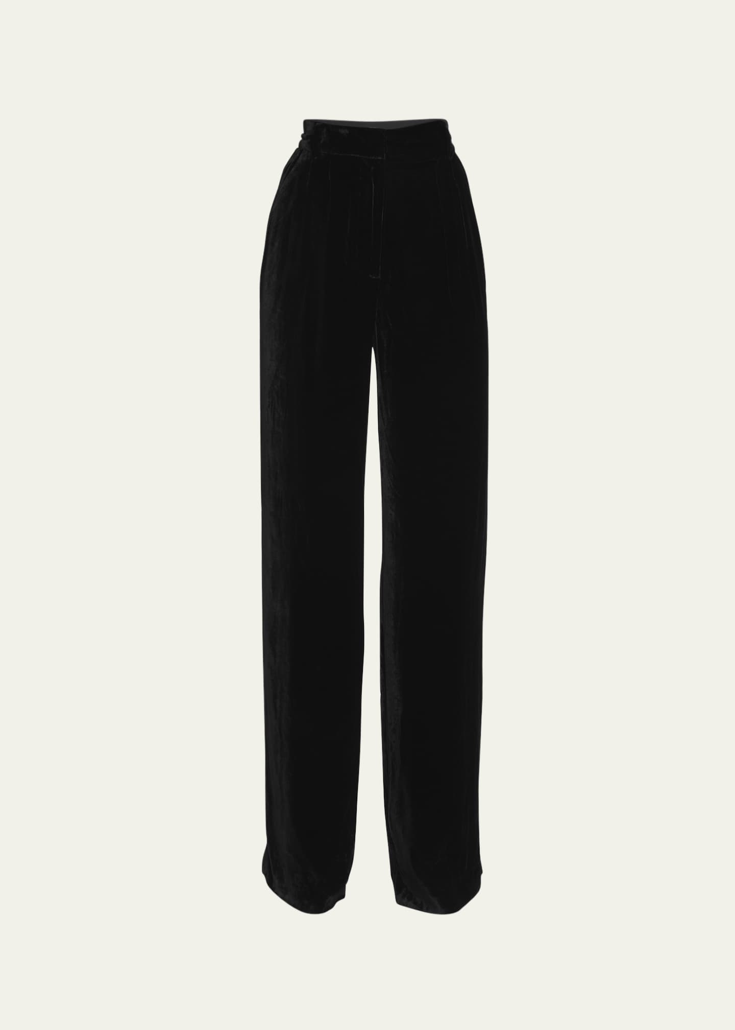 High-rise velvet wide-leg pants