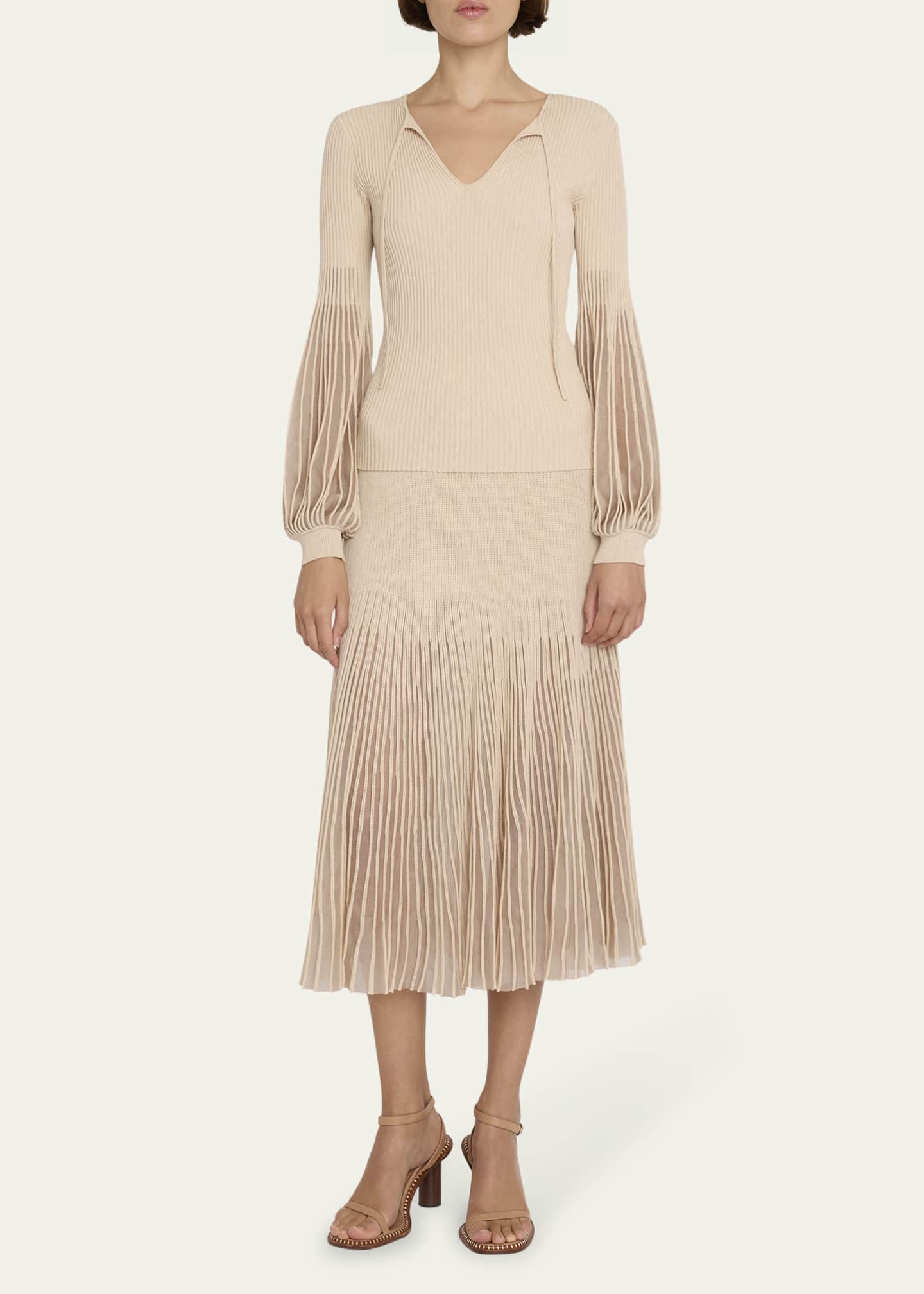 Ulla Johnson Emilia Sunburst Knit Midi Skirt - Bergdorf Goodman