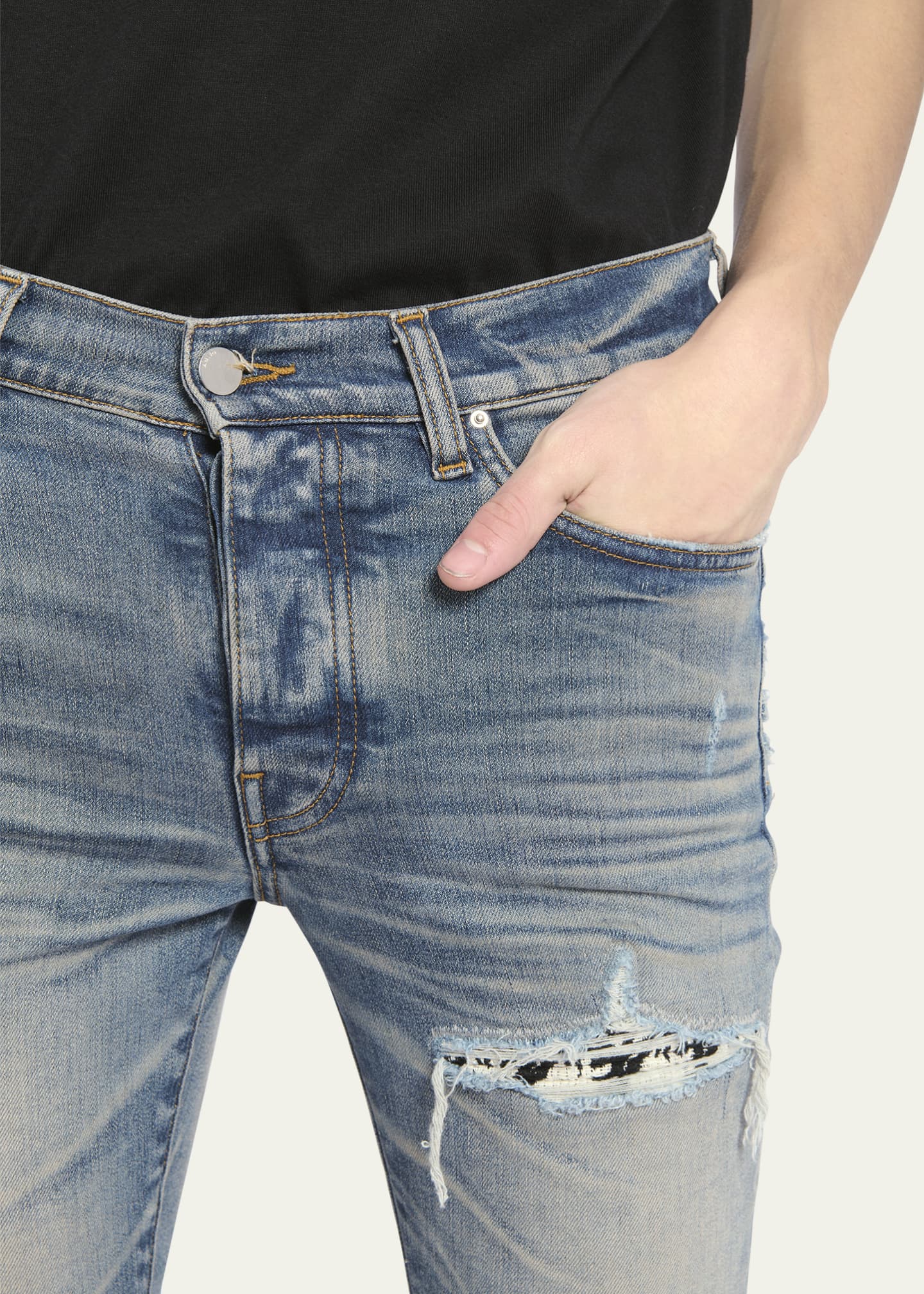 Amiri Men's MX1 Skinny Jeans with Tweed Patches - Bergdorf Goodman