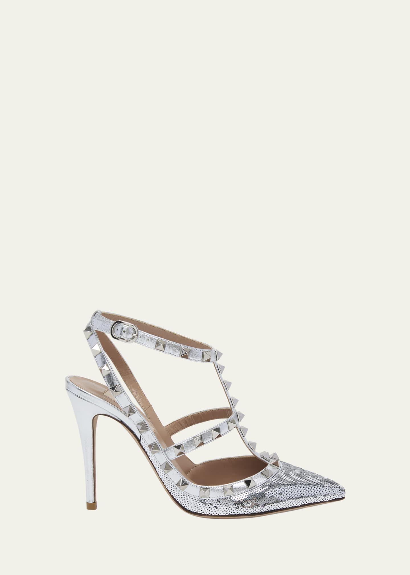 Valentino Garavani Rockstud Metallic Sequin T-Strap Pumps - Bergdorf ...