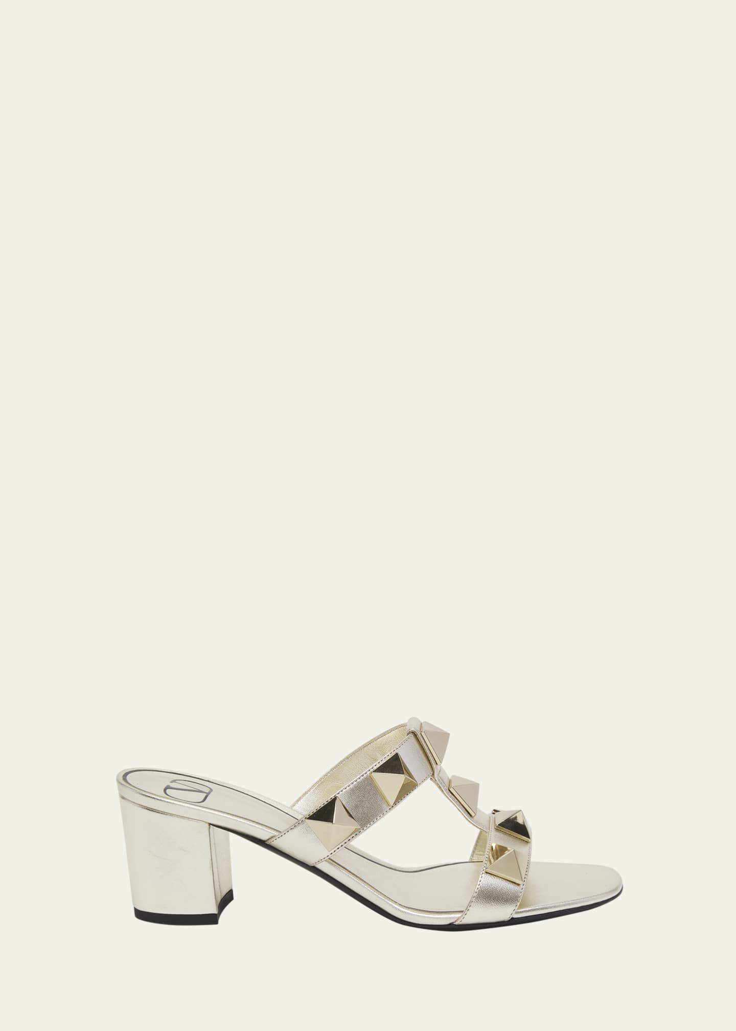 Valentino Garavani Roman Stud Metallic Slide Sandals - Bergdorf Goodman