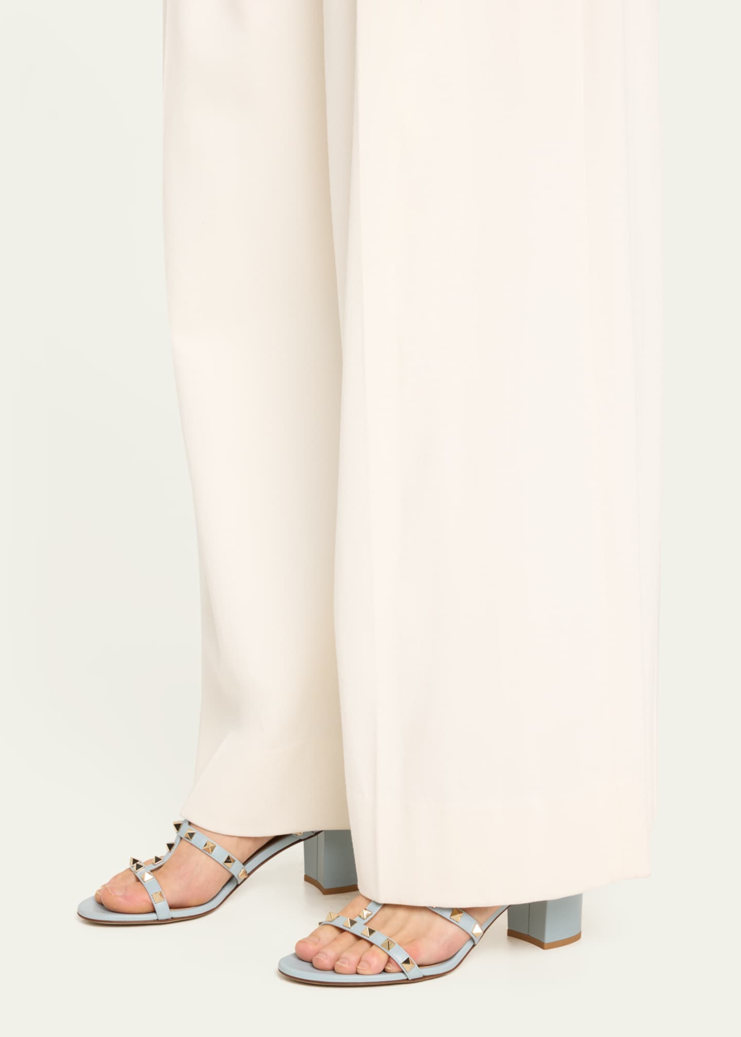 Rockstud Caged Block-Heel Slide Sandals