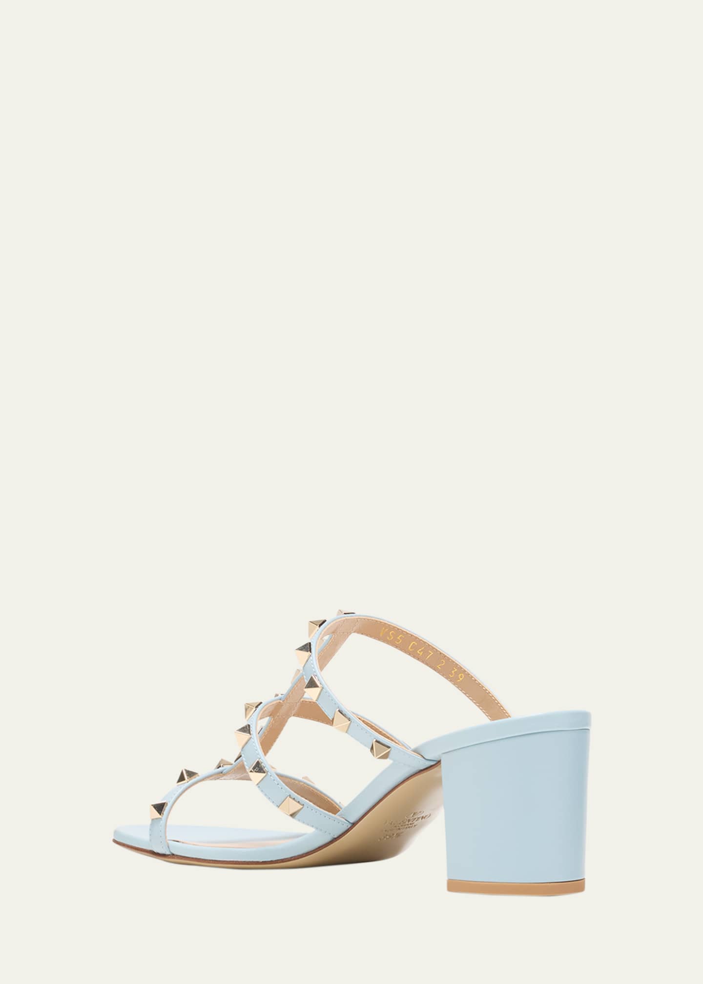 Rockstud Caged Block-Heel Slide Sandals