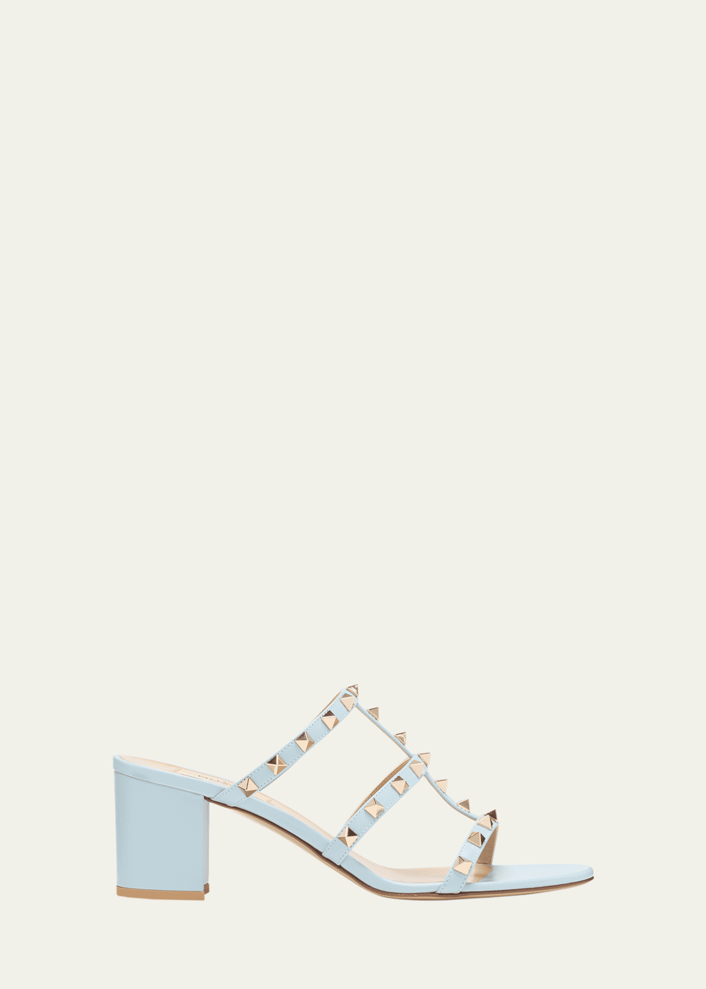 Rockstud Caged Block-Heel Slide Sandals