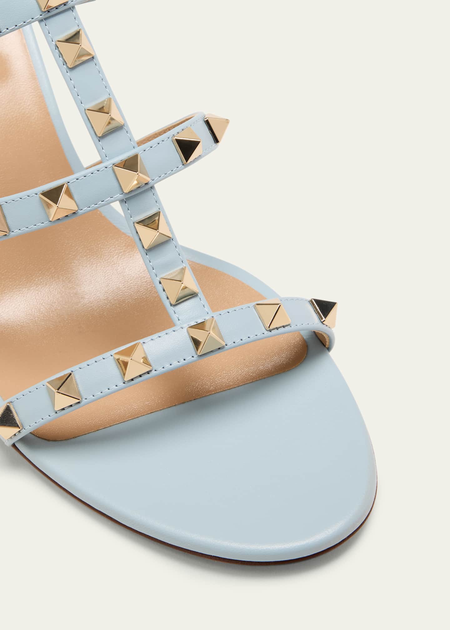 Rockstud Caged Block-Heel Slide Sandals