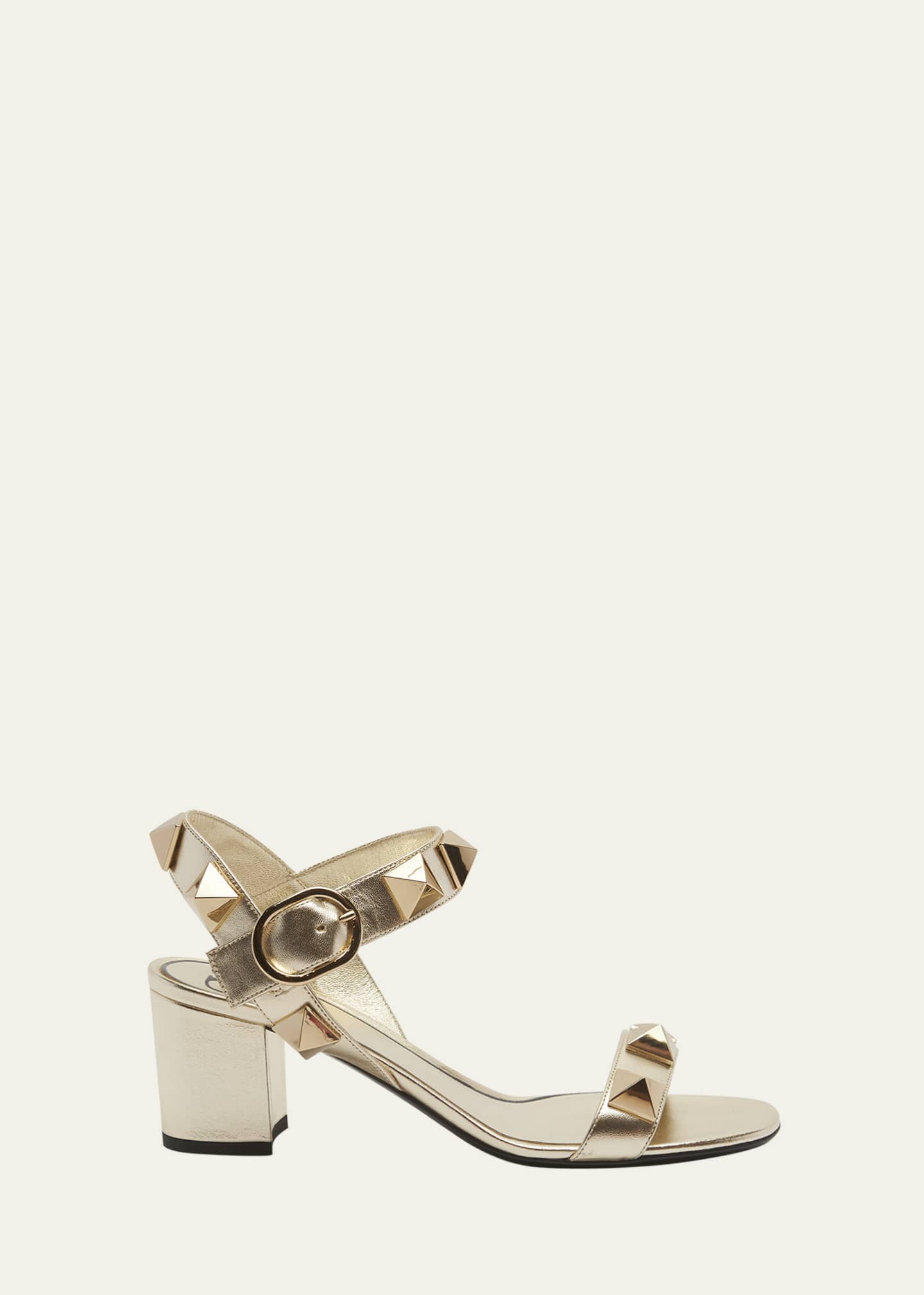 Valentino Garavani Roman Stud Metallic Ankle Strap Sandals