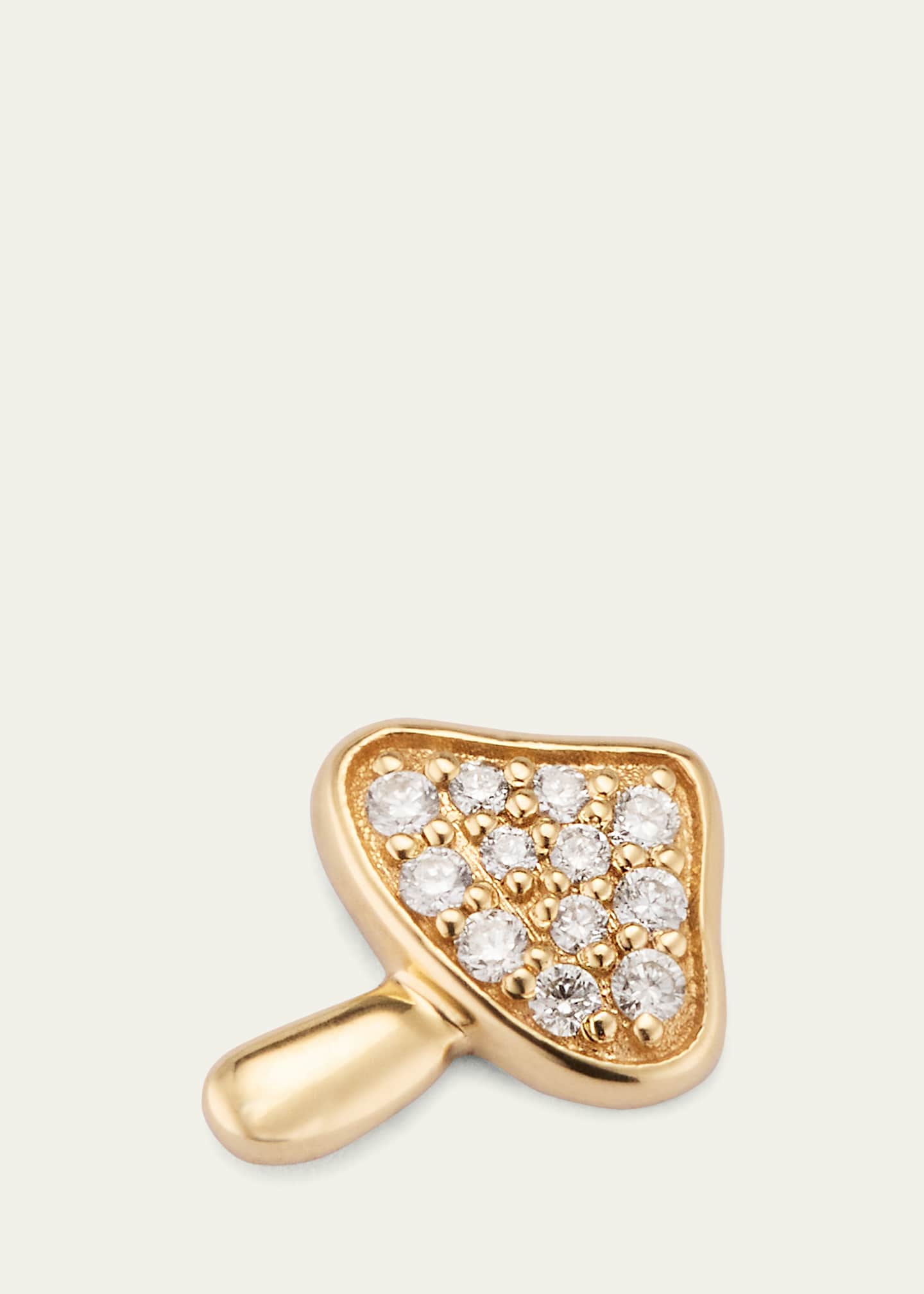 Sydney Evan 14K Yellow Gold Small Mushroom Diamond Stud Earring, Single Image 3 of 4