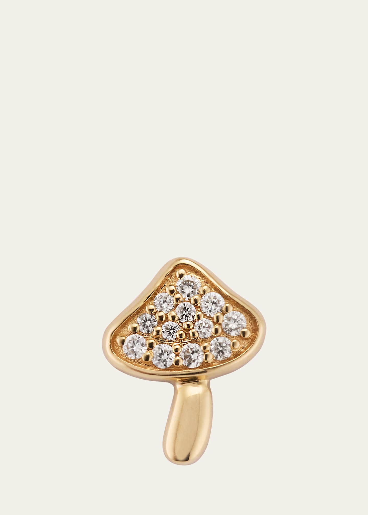 Sydney Evan 14K Yellow Gold Small Mushroom Diamond Stud Earring, Single Image 1 of 4