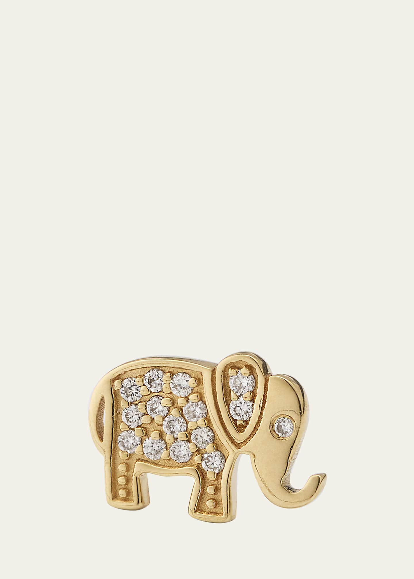 Sydney Evan 14k Yellow Gold Diamond Elephant Stud Earring Single