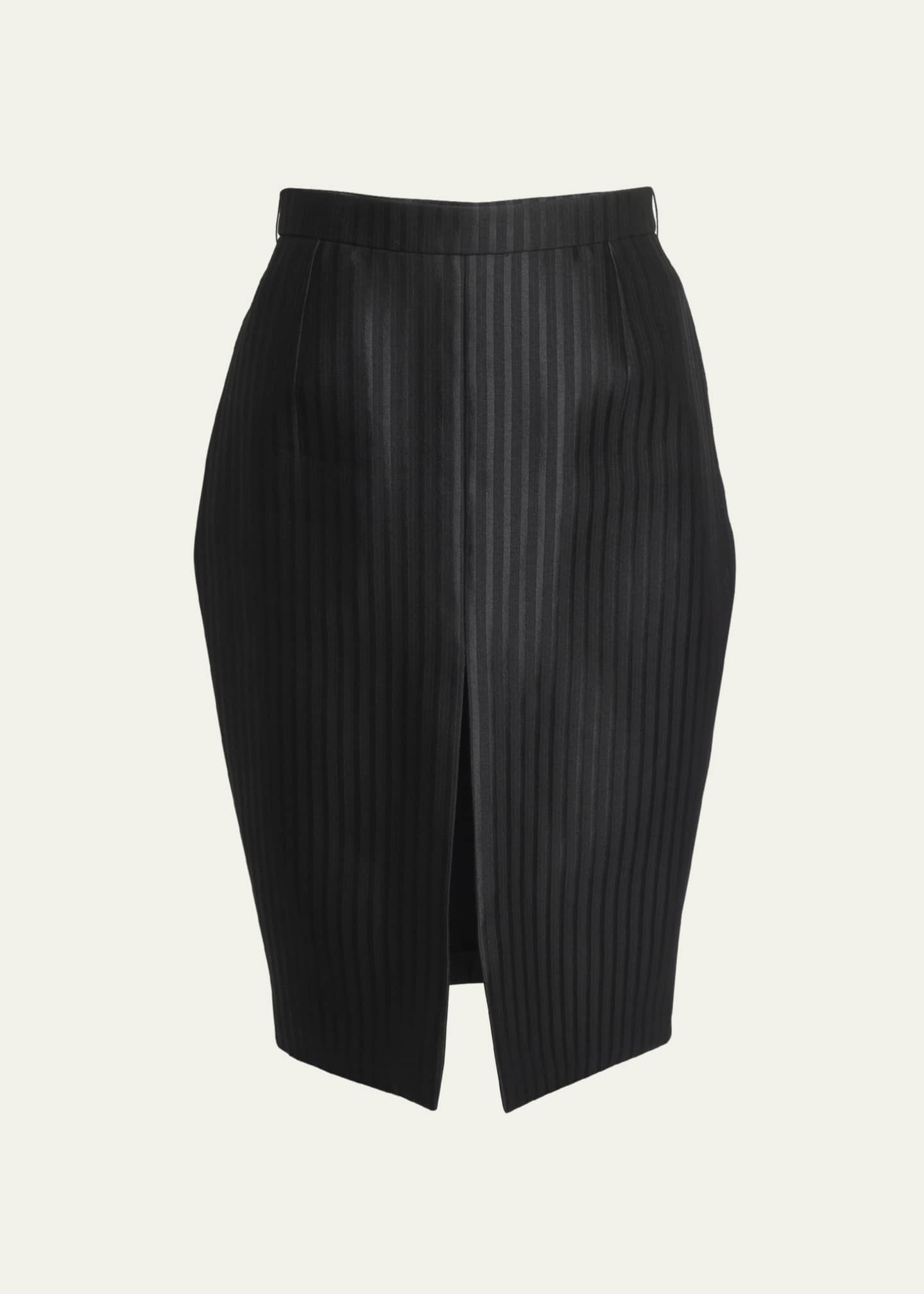 Saint Laurent Striped Pencil Skirt with Front Slit