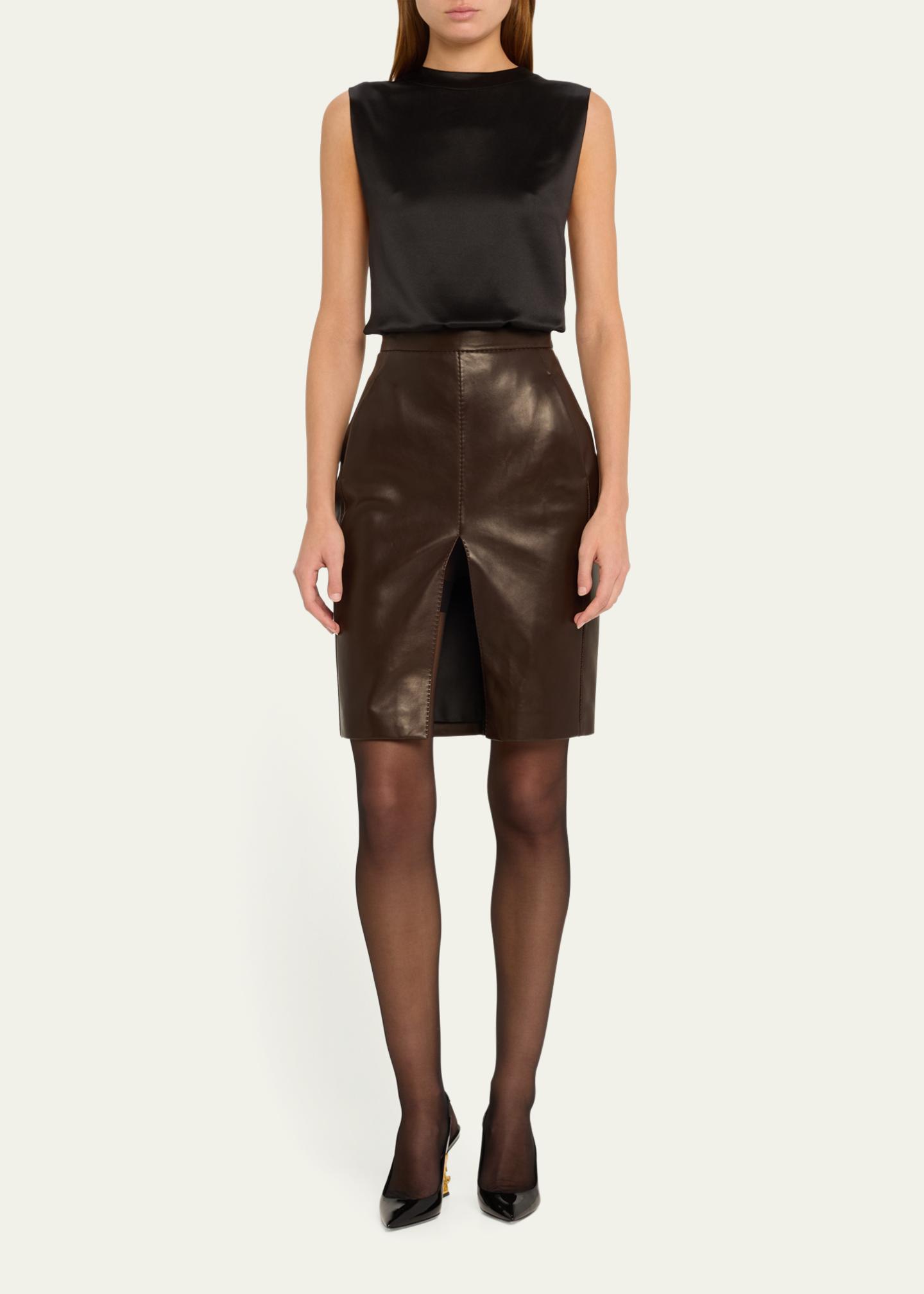 Saint Laurent Leather Pencil Mini Skirt - Bergdorf Goodman