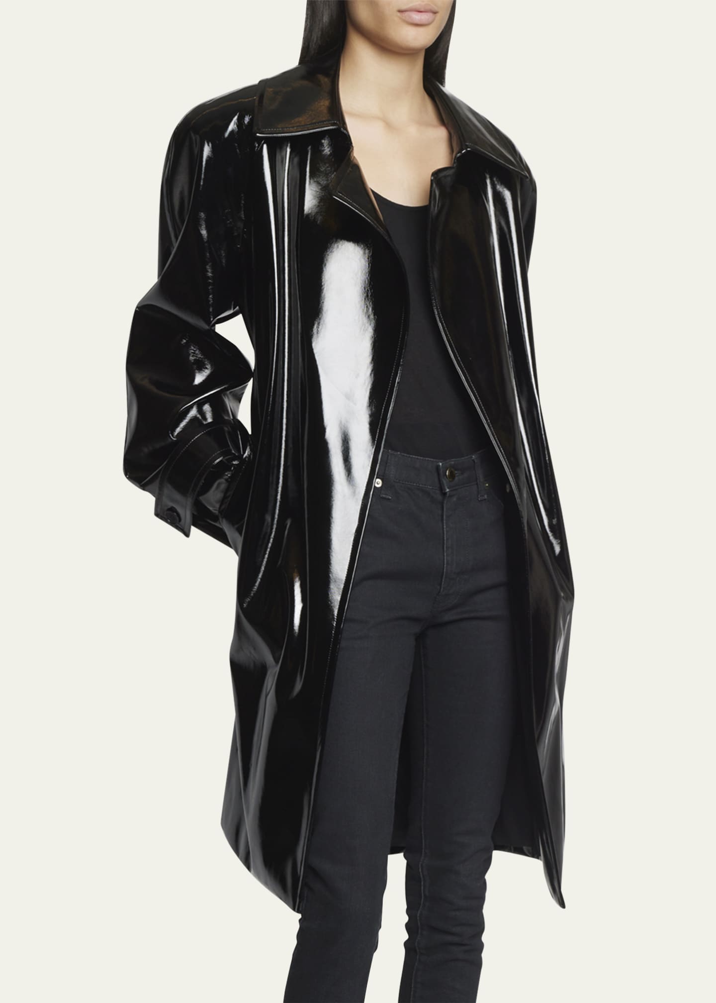 Saint laurent leather trench sales