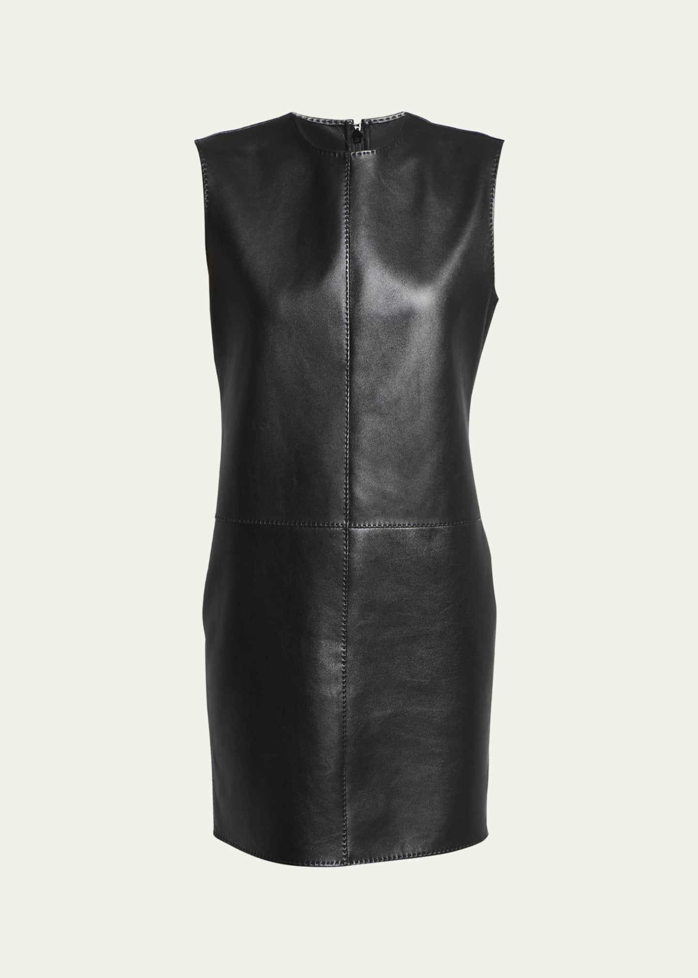 Saint Laurent Leather Shift Mini Dress