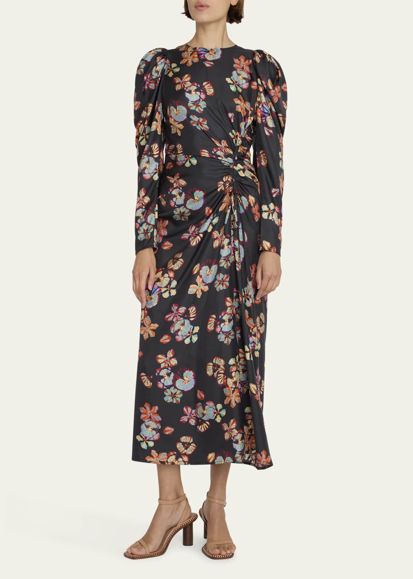 Ulla Johnson Amalie Twisted-Front Floral Silk Midi Dress - Bergdorf Goodman