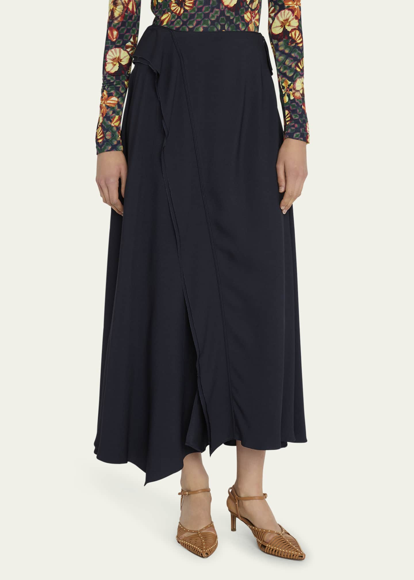 Ulla Johnson Violette Draped-Ruffle Midi Skirt - Bergdorf Goodman