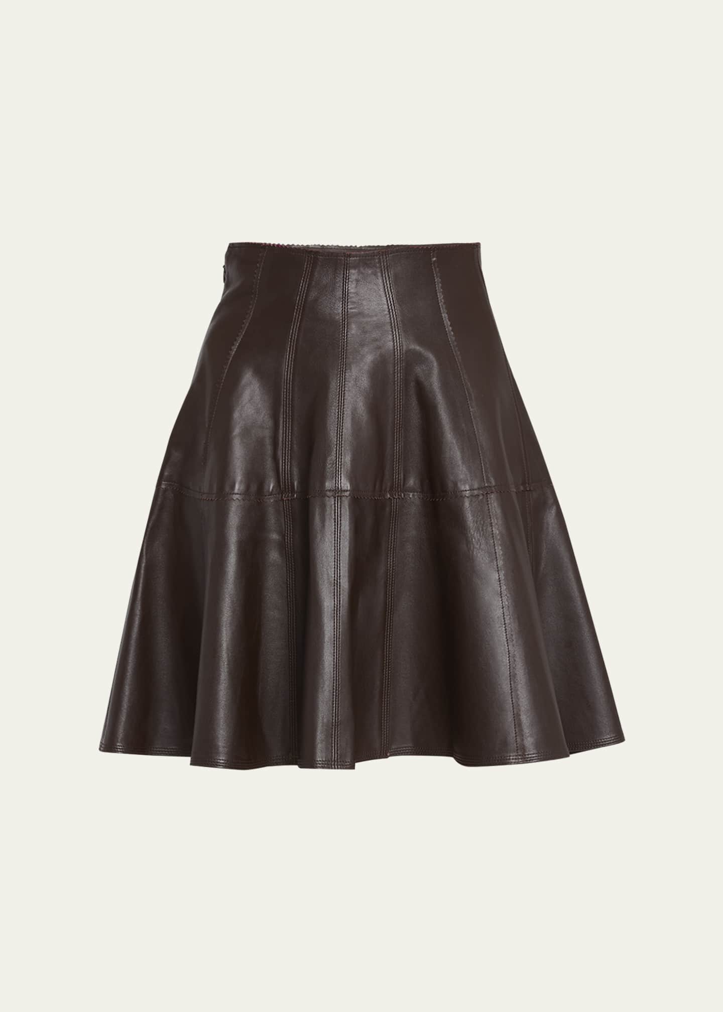 Ulla Johnson Kiara Leather Mini Flare Skirt - Bergdorf Goodman