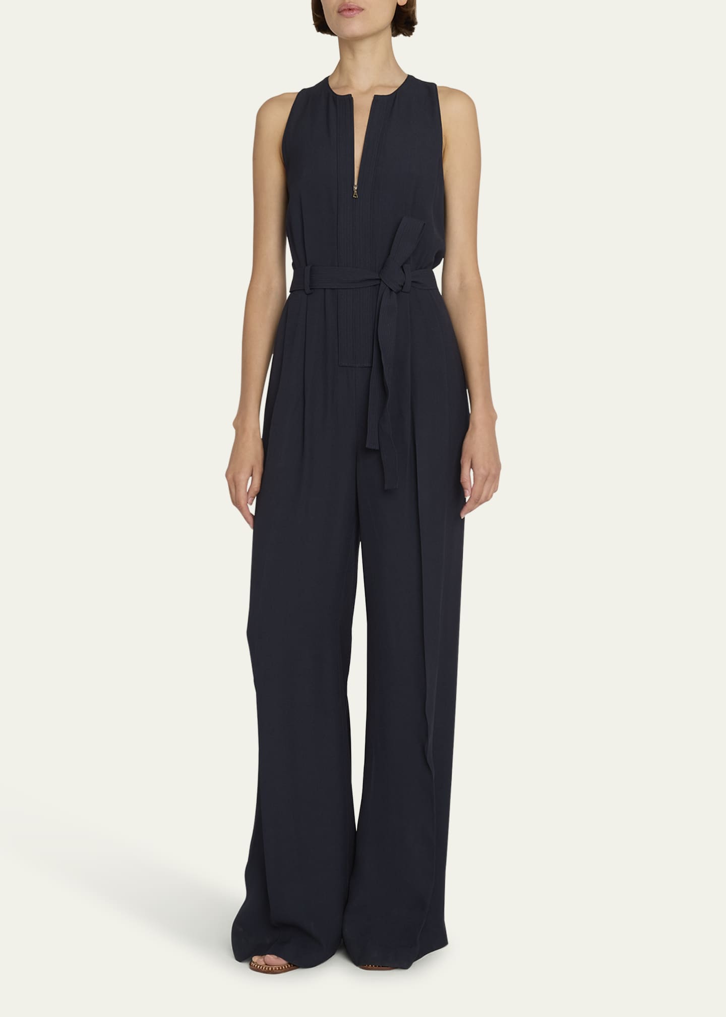 Ulla Johnson Camelia Sleeveless Belted Crepe Straight-Leg Jumpsuit ...