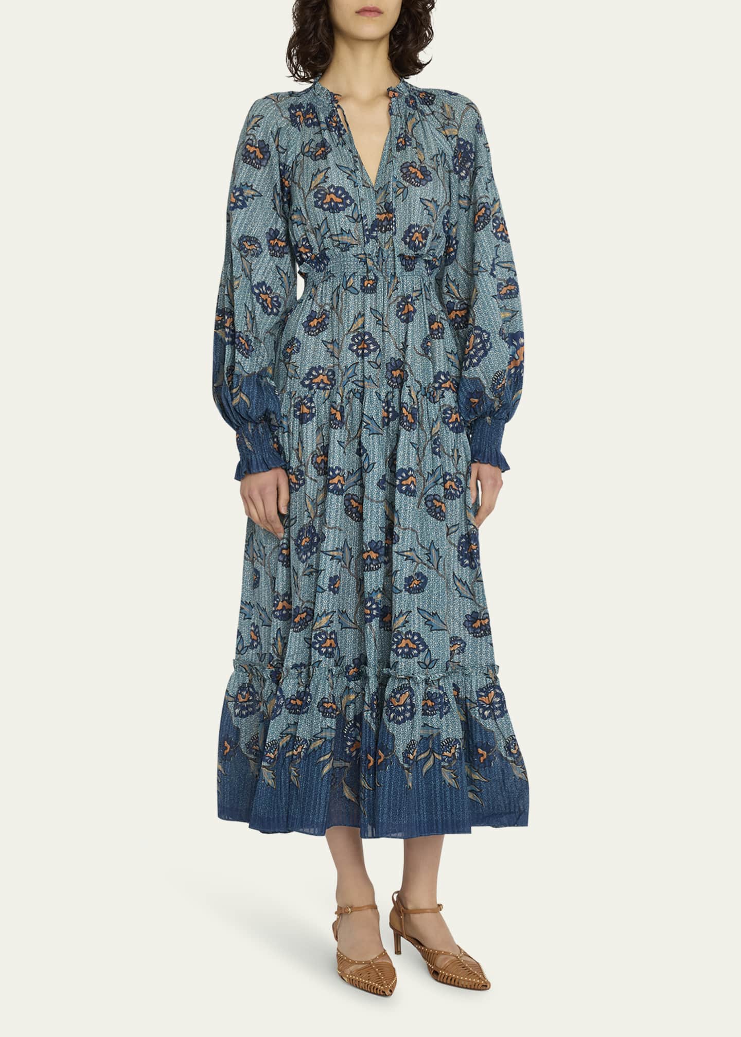 Ulla Johnson Katerina Puff-Sleeve Printed Midi Dress - Bergdorf Goodman