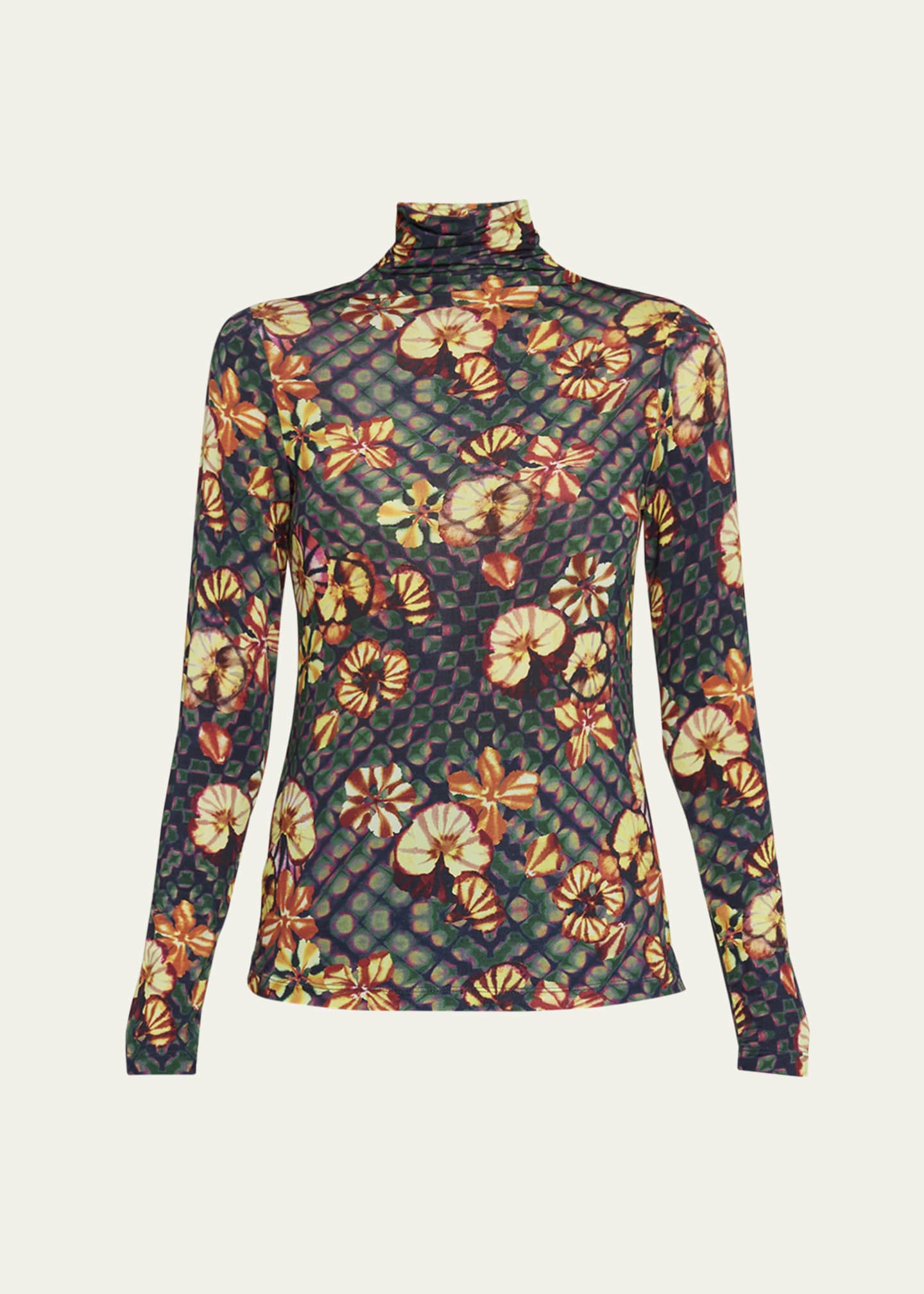 Printed 2025 turtleneck tops