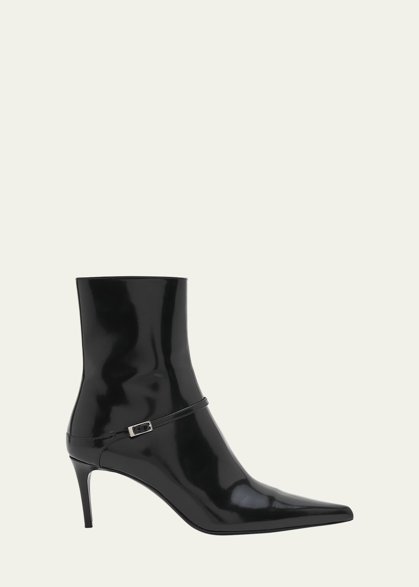 Saint Laurent Vendome Patent Buckle Stiletto Booties Bergdorf