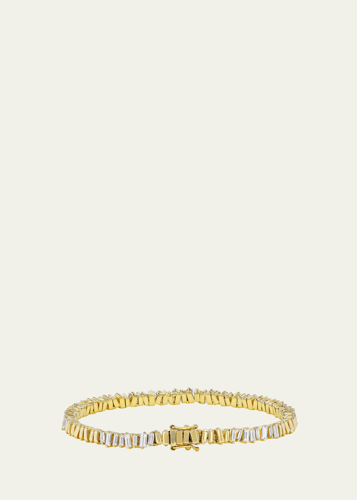 Suzanne Kalan 18k Yellow Gold Half Baguette Diamond Tennis Bracelet Image 2 of 3