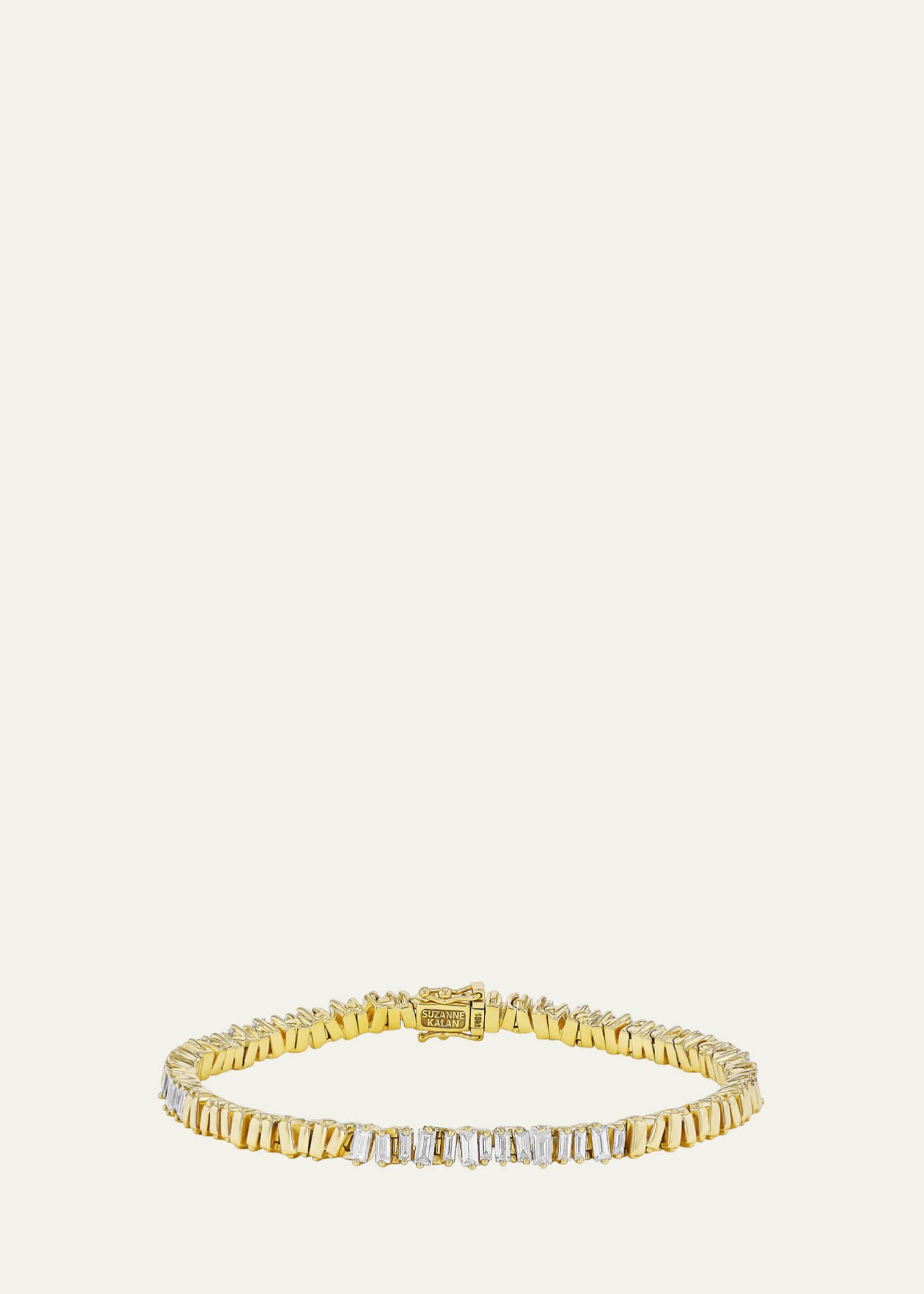 Suzanne Kalan 18k Yellow Gold Half Baguette Diamond Tennis Bracelet Image 1 of 3