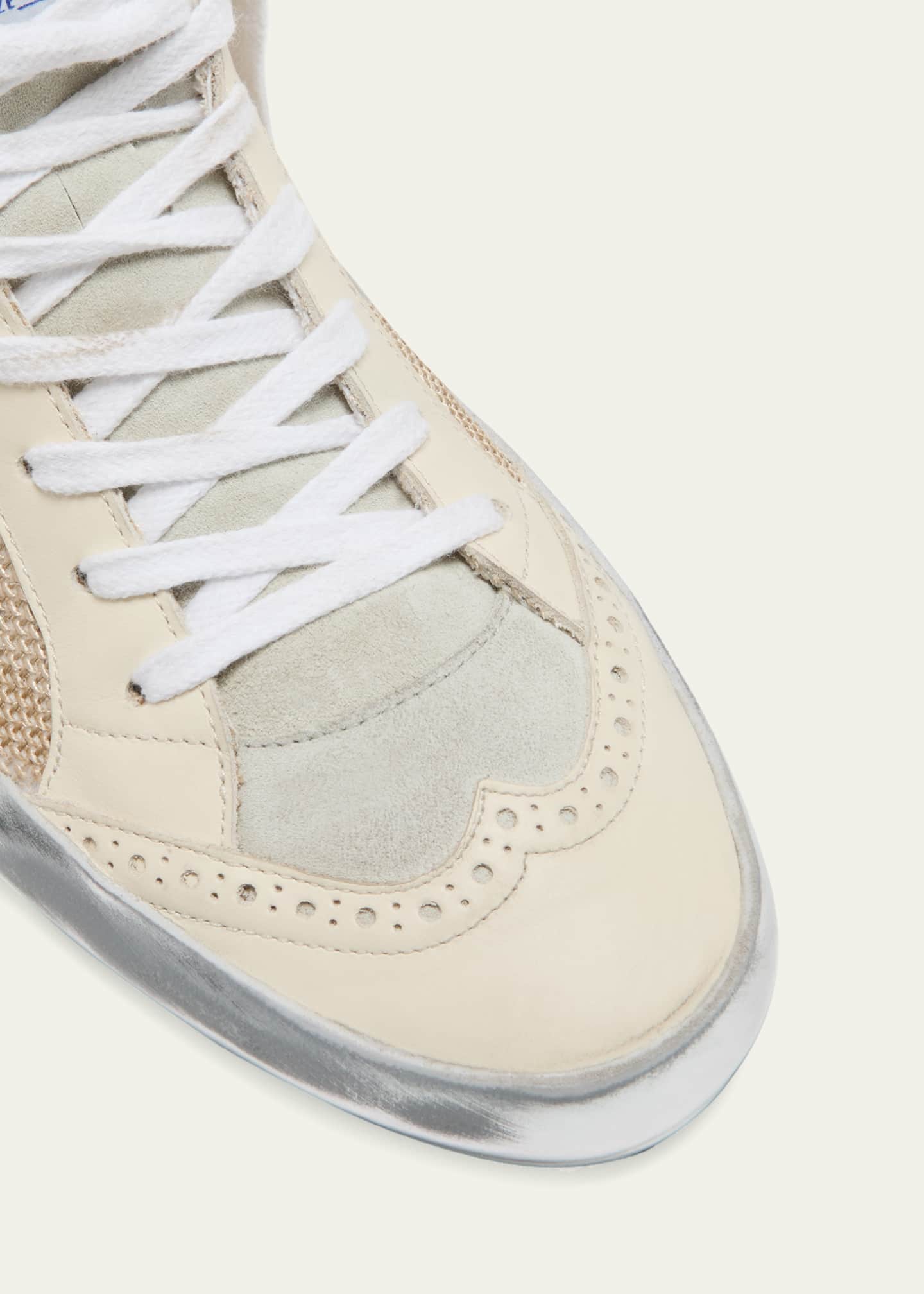 Golden Goose Mid Star Leather Net Wing-Tip Sneakers Image 5 of 5