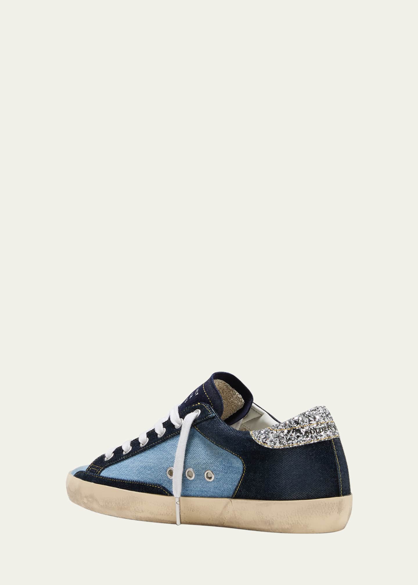 Golden Goose Superstar Denim Glitter Low-Top Sneakers Image 4 of 5