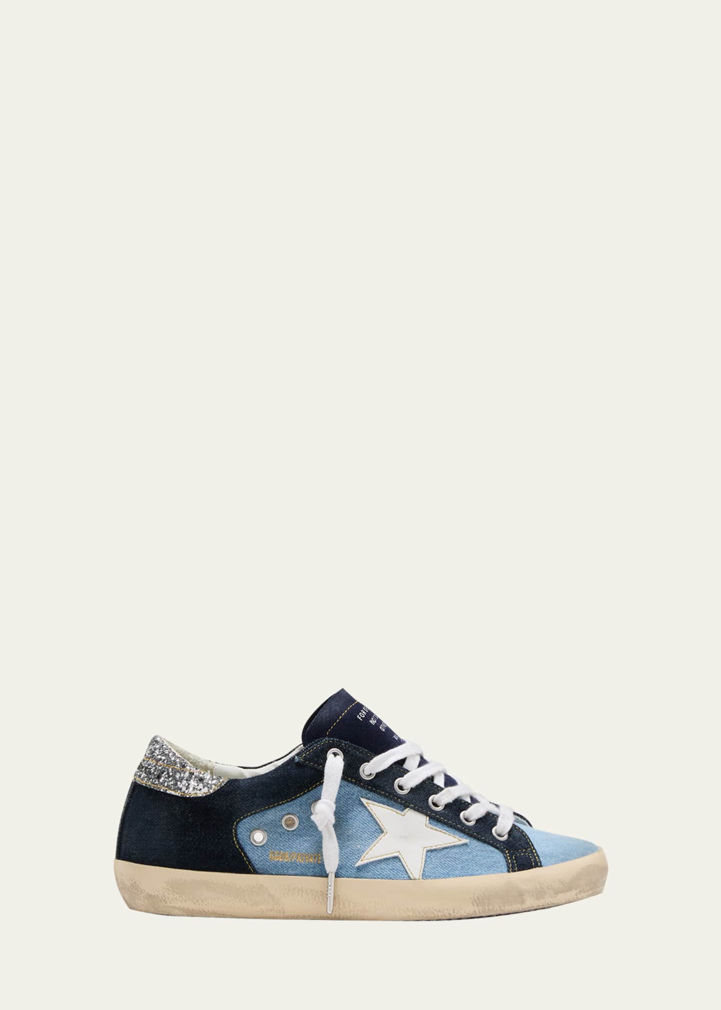 Golden Goose Superstar Denim Glitter Low-Top Sneakers Image 1 of 5