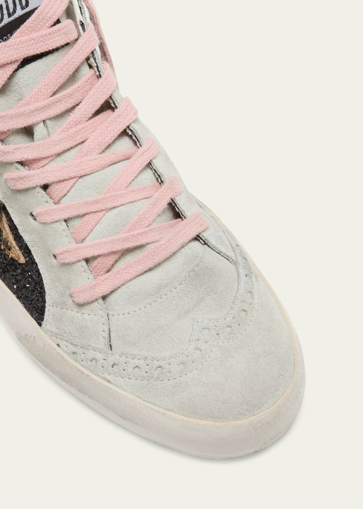 Golden Goose Mid Star Glitter Leopard Wing-Tip Sneakers Image 3 of 3
