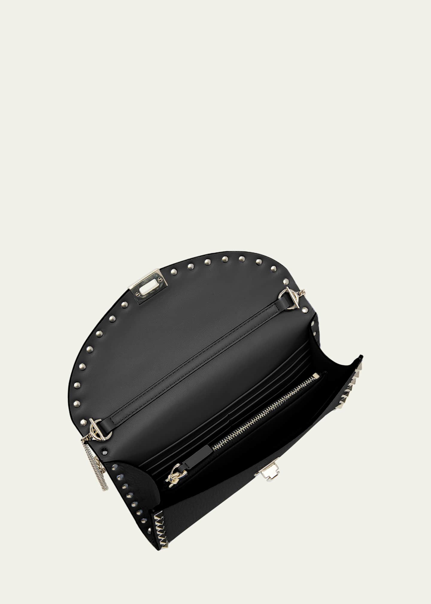 Valentino Garavani Rockstud Flap Leather Wallet on Chain