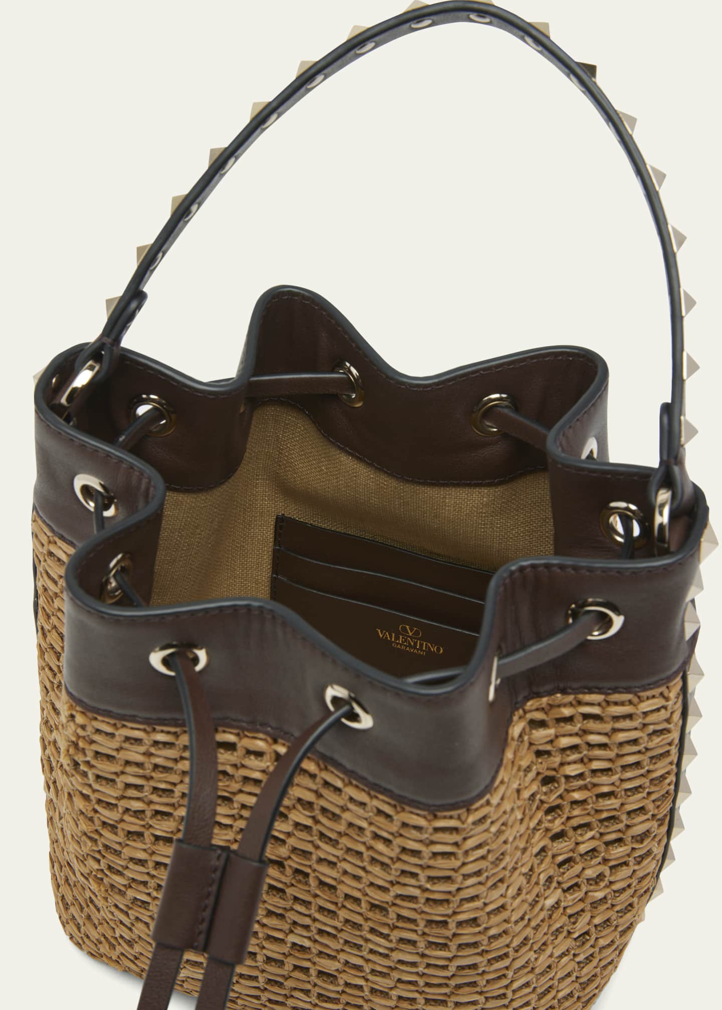 VALENTINO GARAVANI - Rockstud Leather Bucket Bag