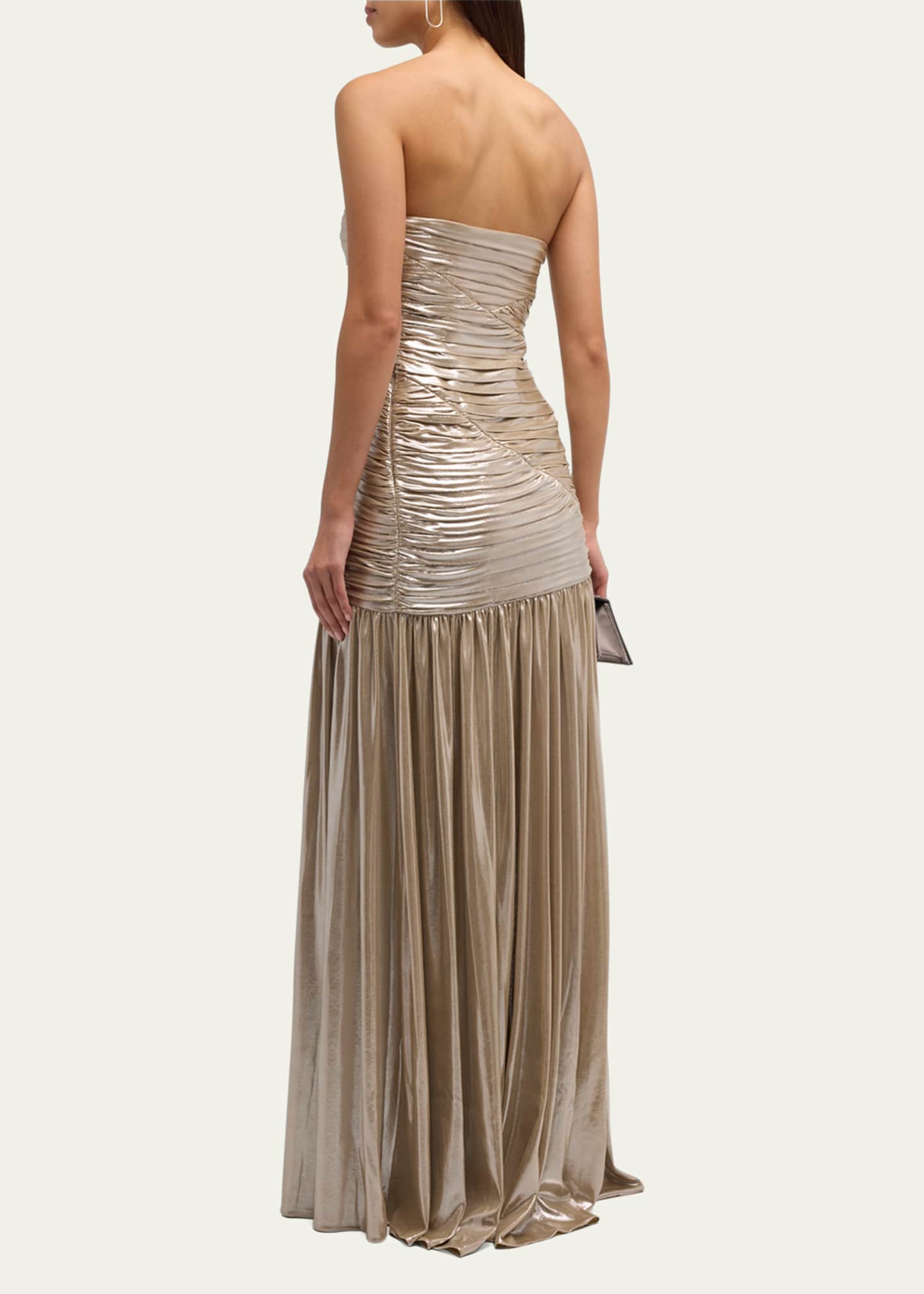 Retrofete Josie Strapless Lamé Slit Gown Image 3 of 5