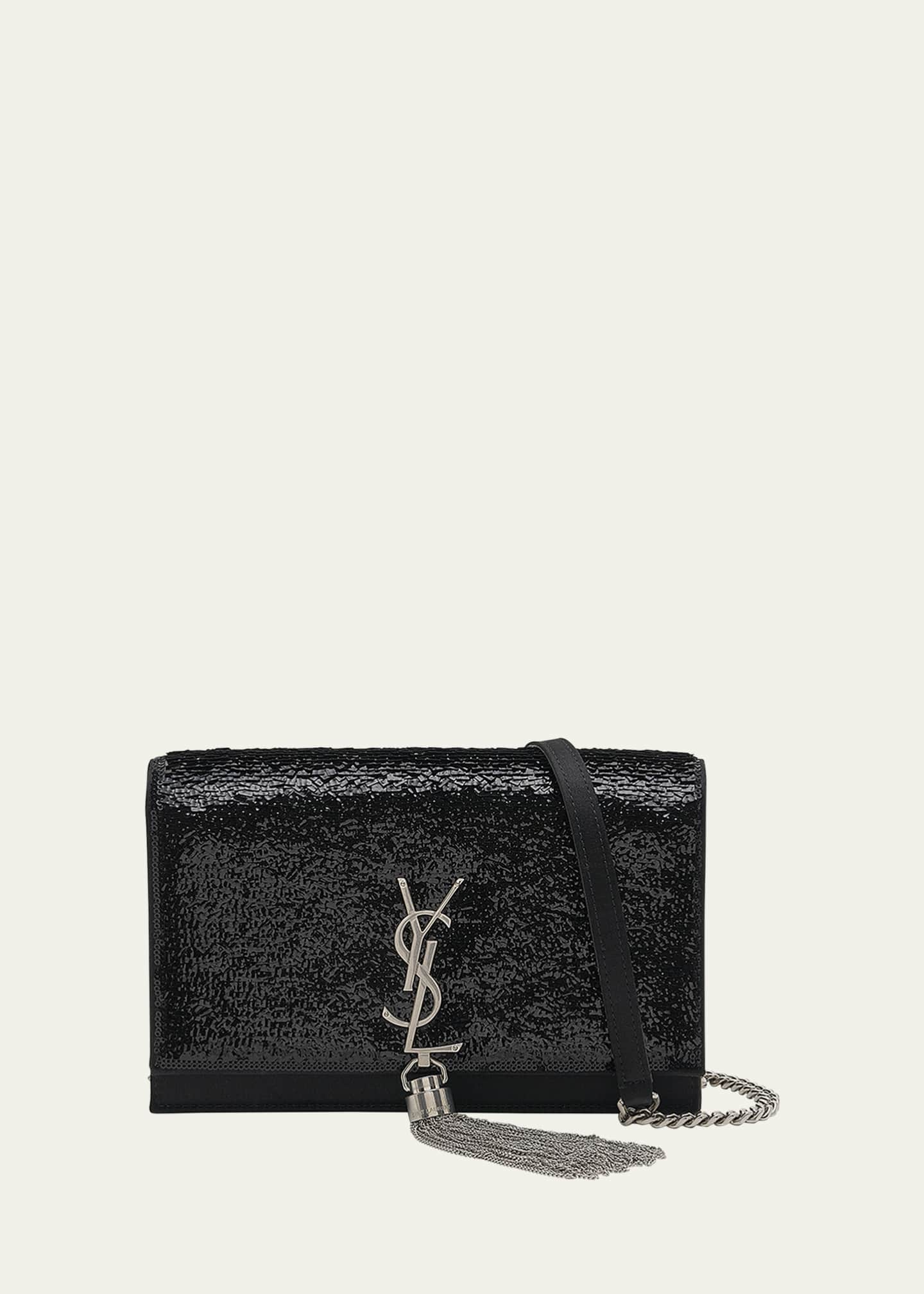 Saint Laurent Kate Mini Tassel YSL Wallet on Chain in Sequins