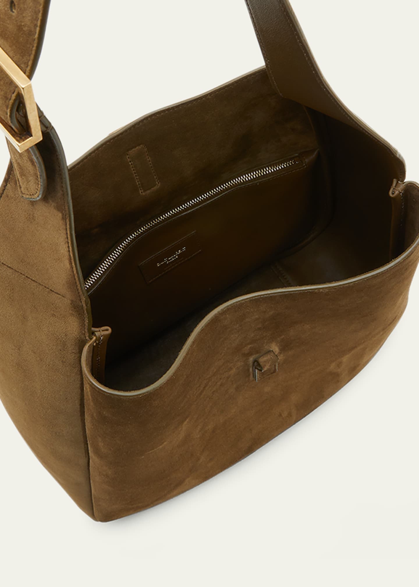 Brown Le 5A7 suede shoulder bag, Saint Laurent