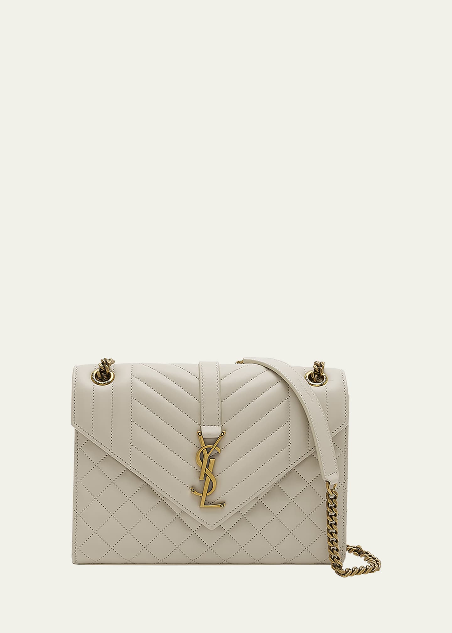 Saint Laurent Envelope Triquilt Medium YSL Shoulder Bag in Smooth Quilted Leather Image 1 of 5